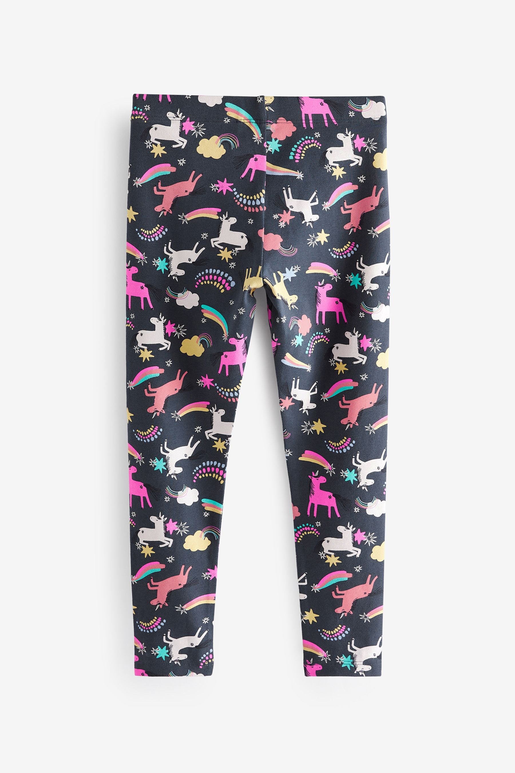 Navy Blue Rainbow/Unicorn Print Printed Leggings (3-16yrs)