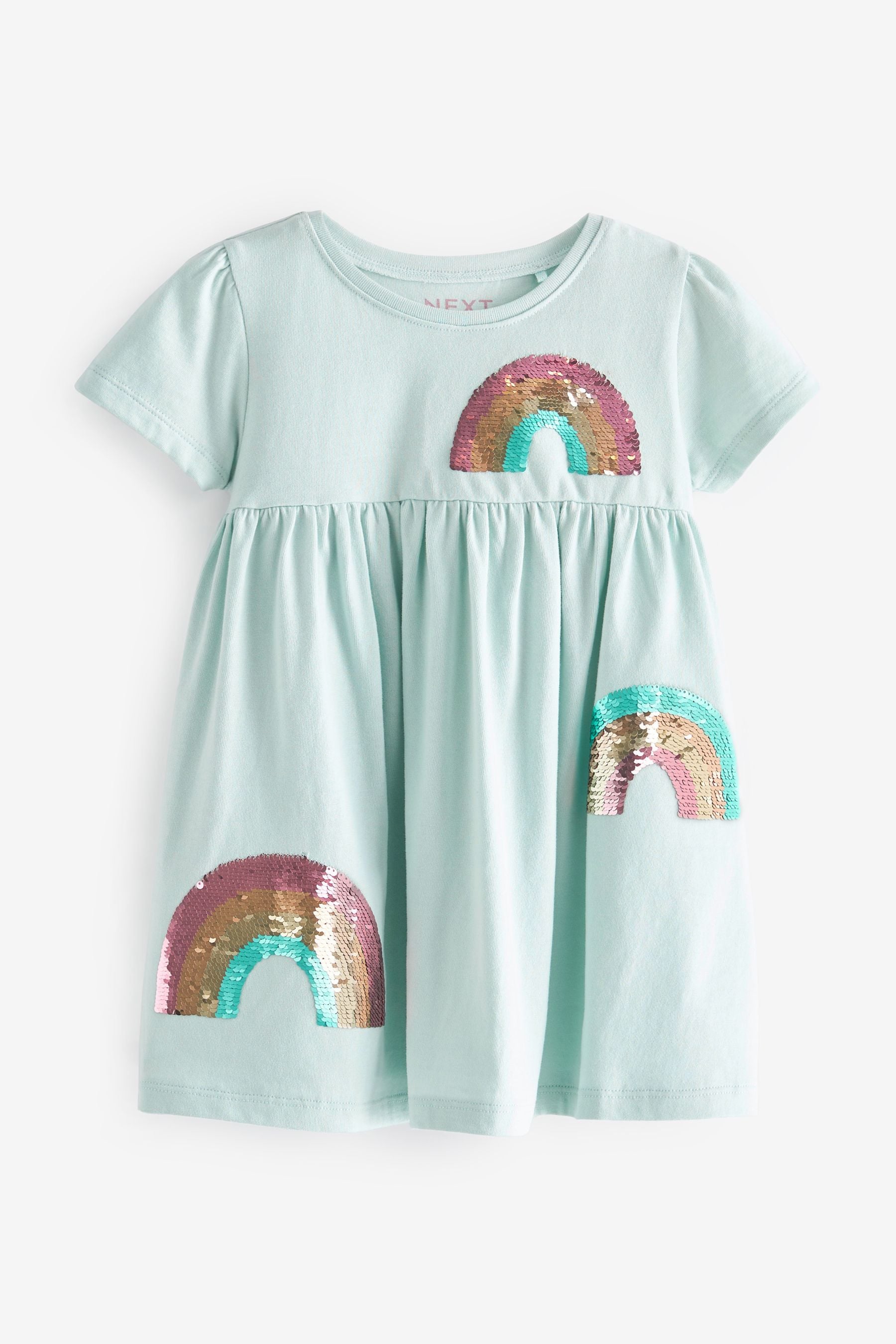 Blue Sequin Short Sleeve Jersey Dress (3mths-7yrs)