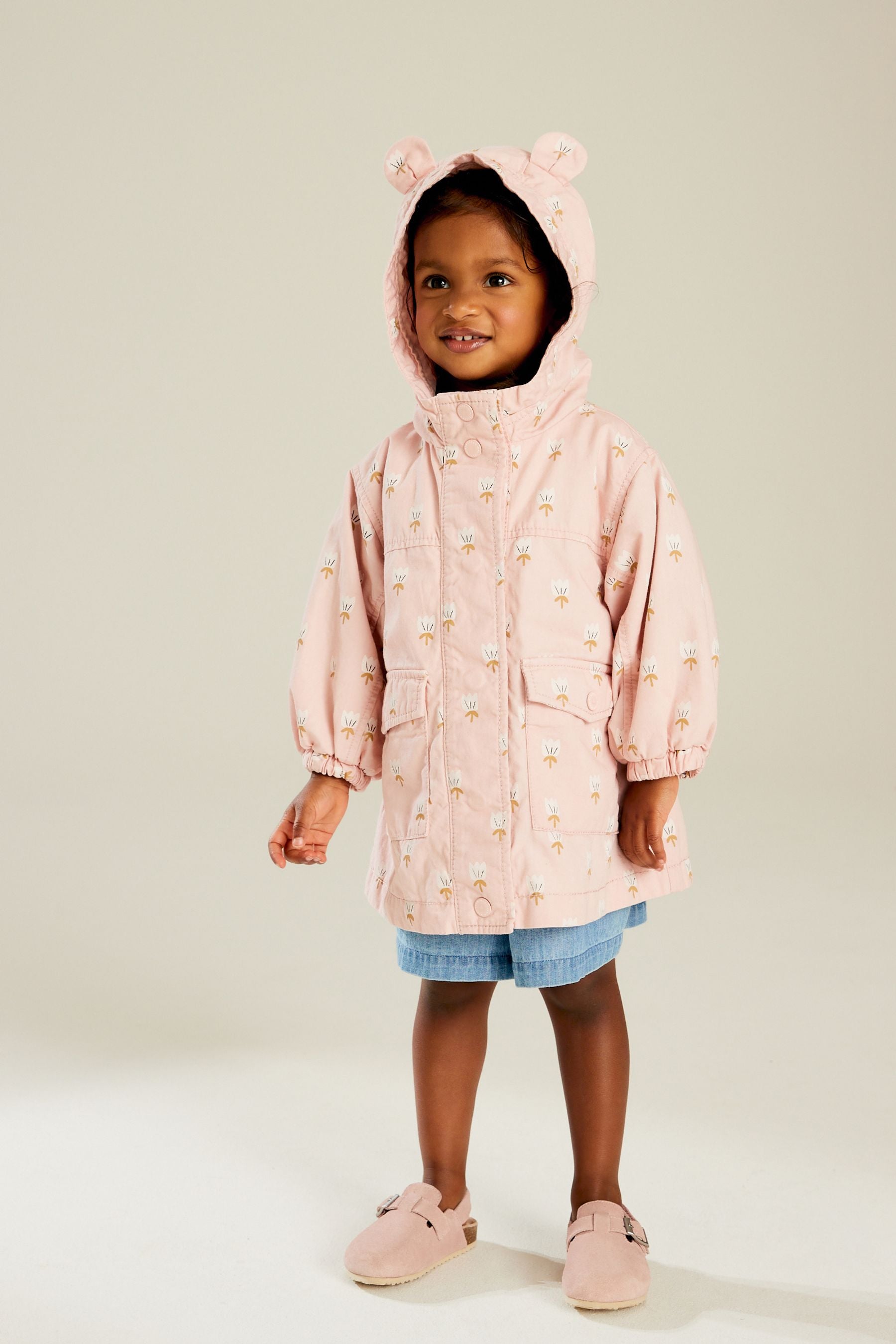 Pink Shower Resistant Cotton Trench Coat (3mths-7yrs)