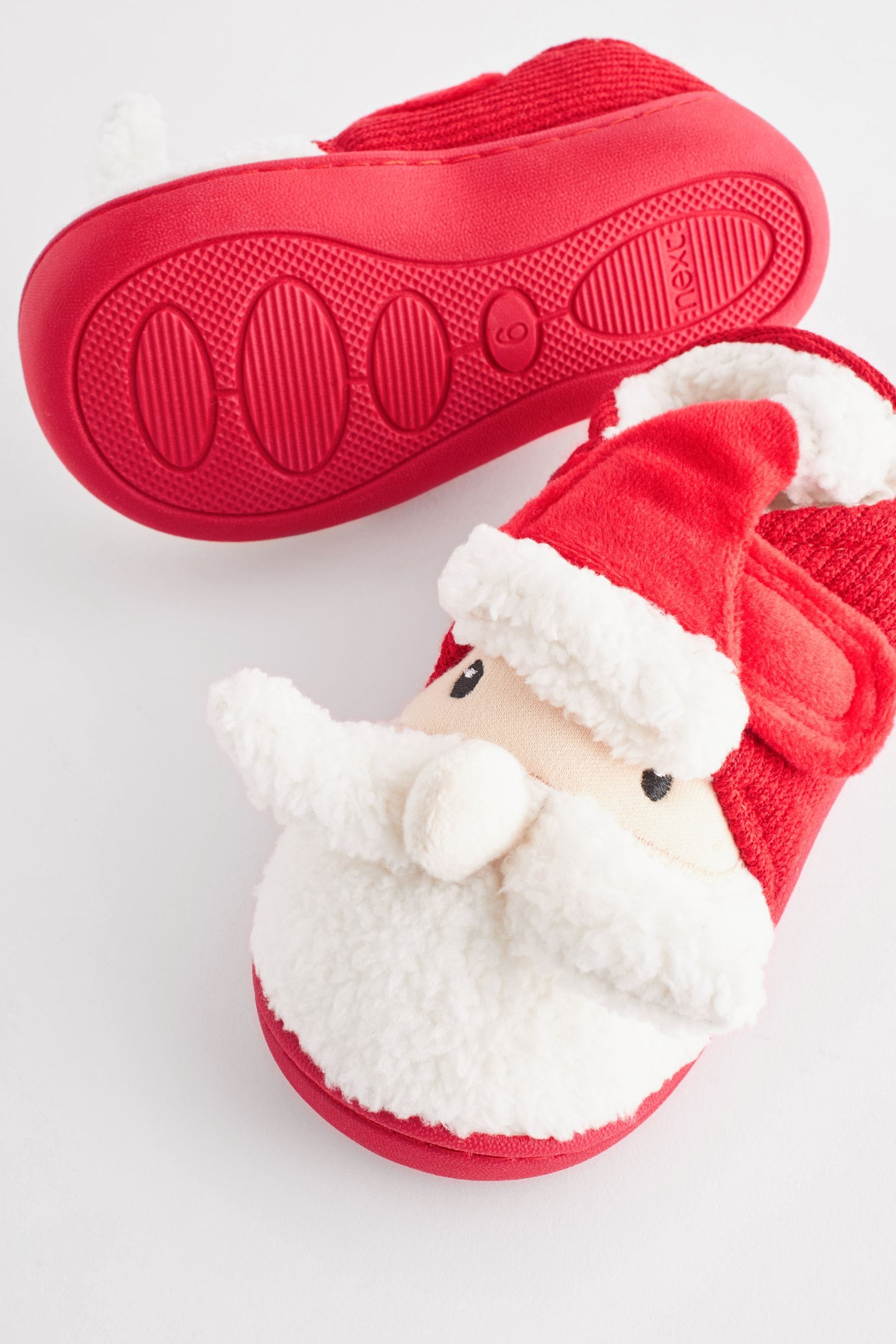 Red Santa Touch Fastening Cupsole Print Slippers