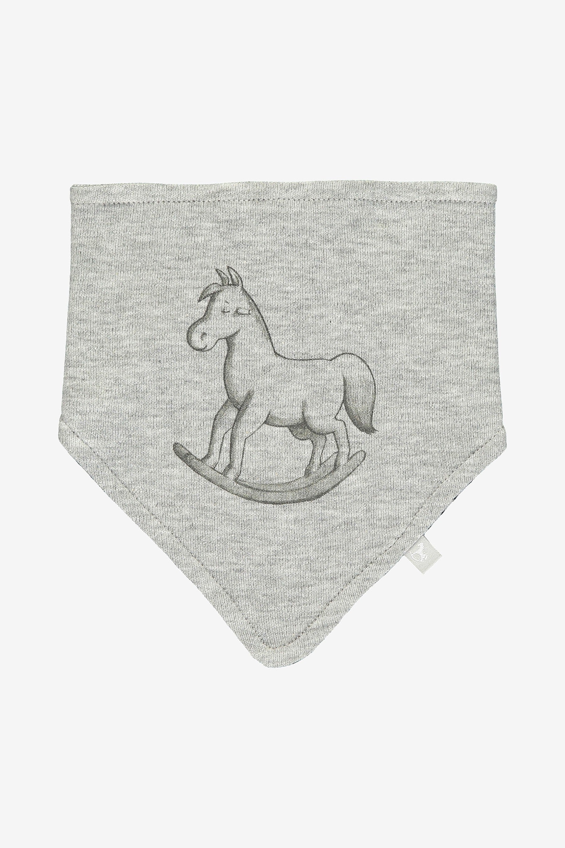 Grey The Little Tailor Blue Rocking Horse Jersey Bibs Two Pack