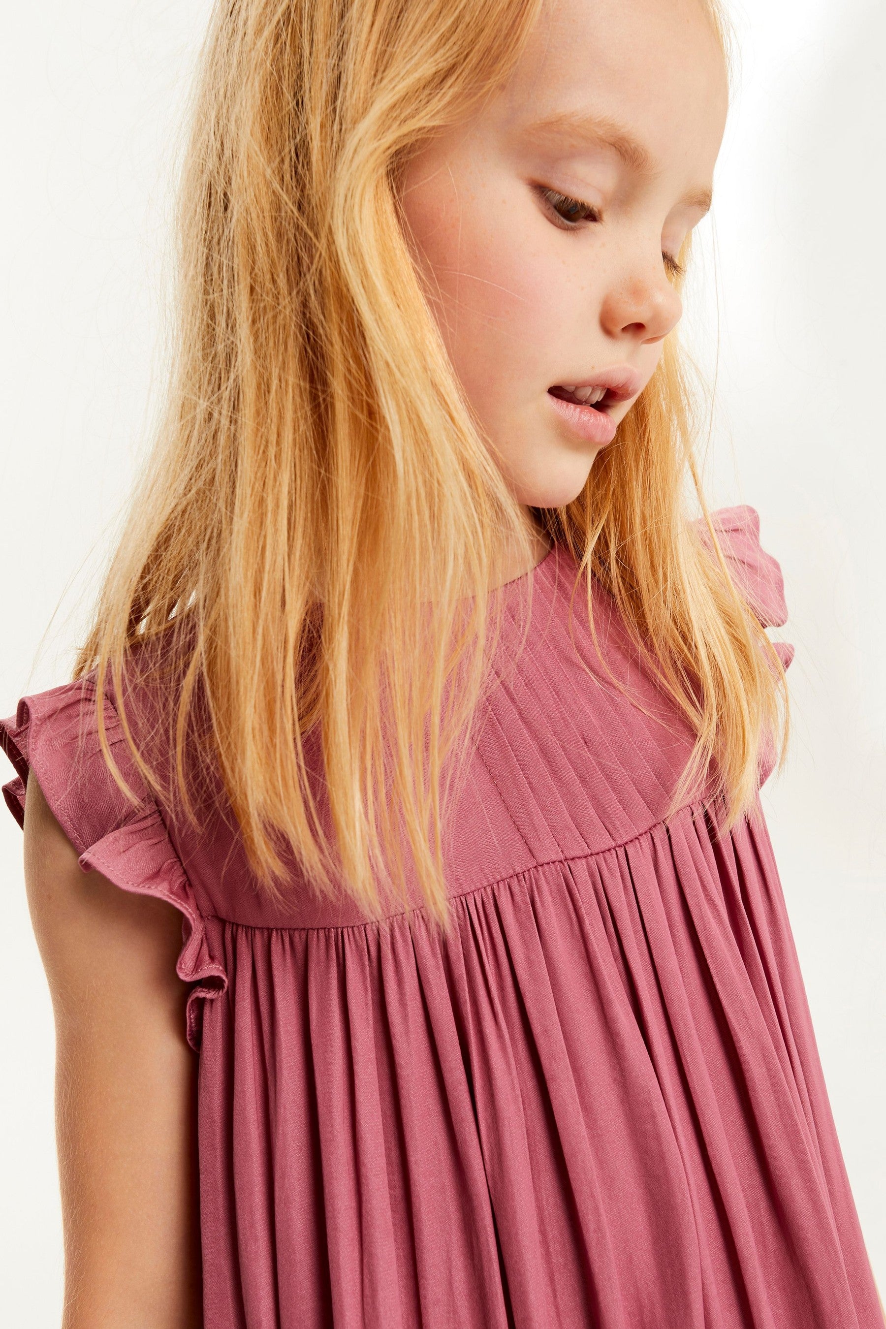 Rose Pink Ruffle Satin Dress (3-16yrs)