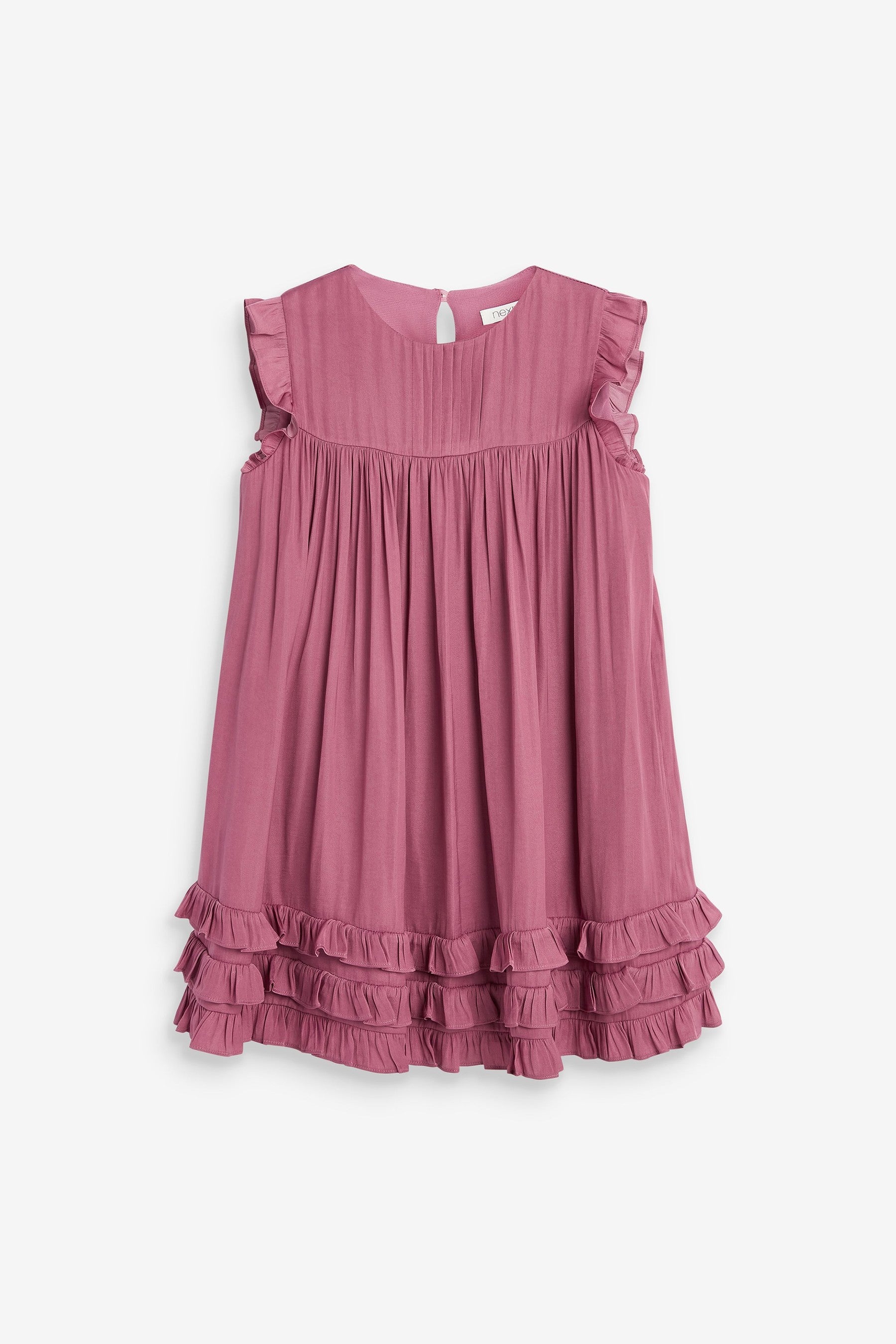 Rose Pink Ruffle Satin Dress (3-16yrs)