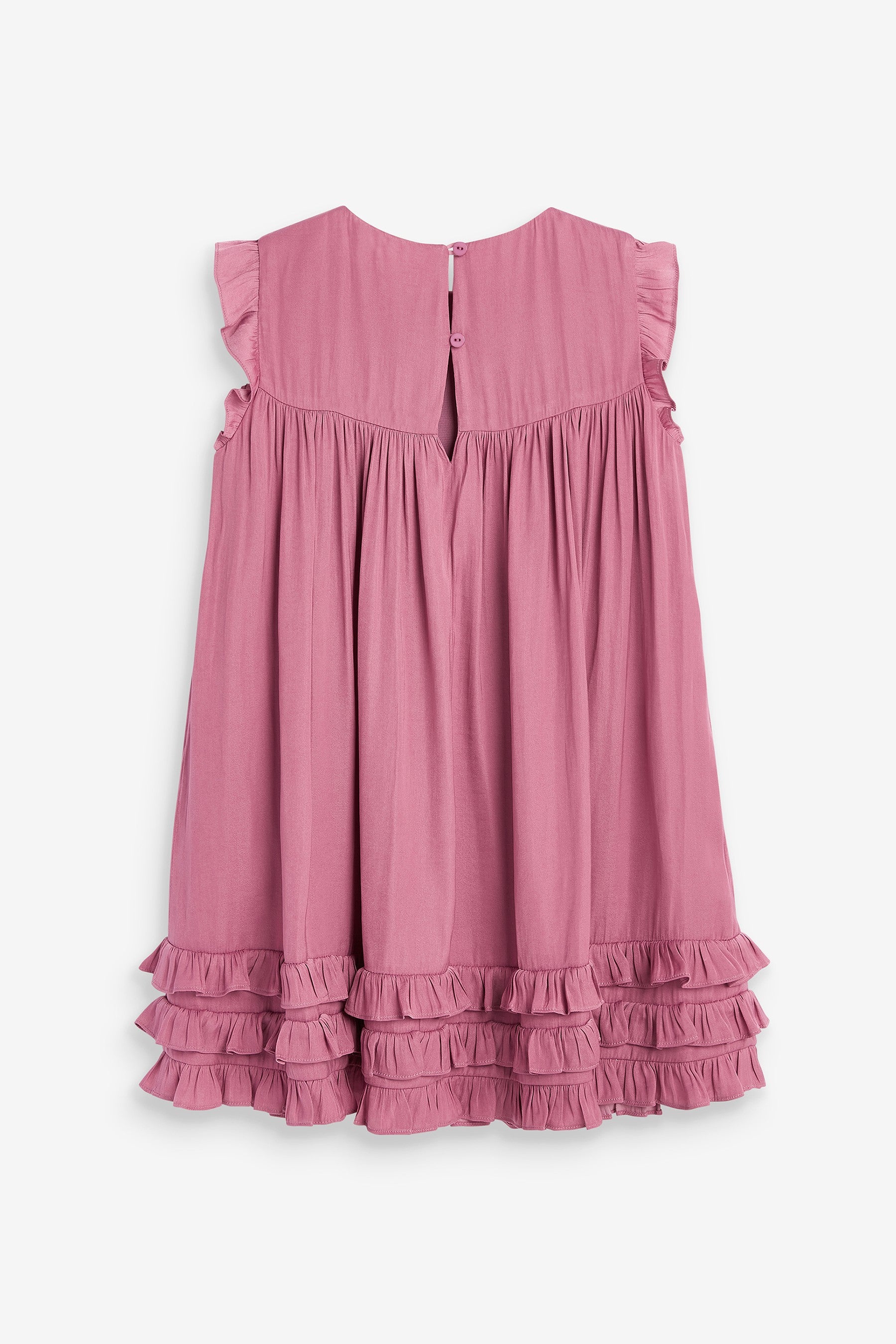 Rose Pink Ruffle Satin Dress (3-16yrs)