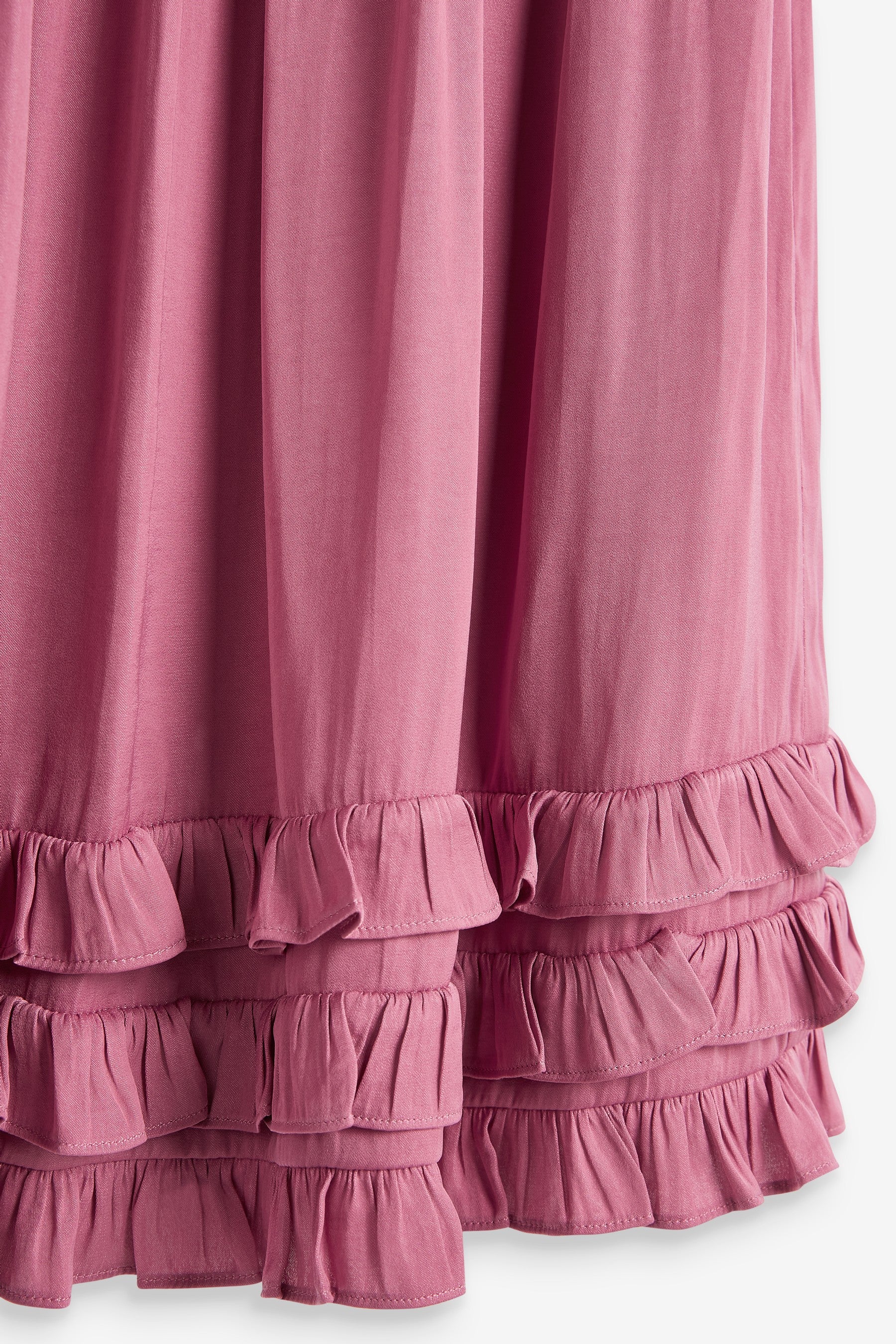 Rose Pink Ruffle Satin Dress (3-16yrs)