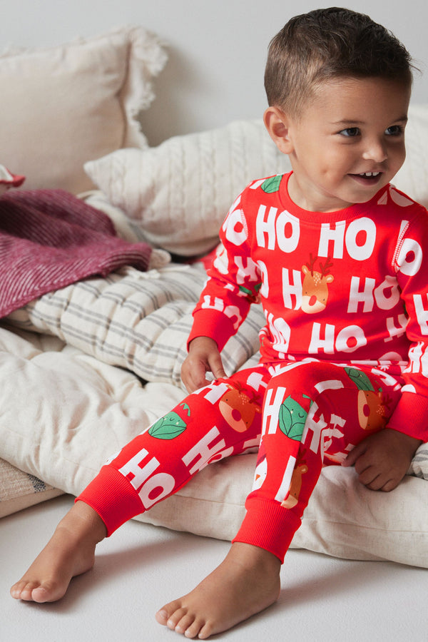 Red Christmas Printed Long Sleeve Snuggle Fit Pyjamas (9mths-16yrs)