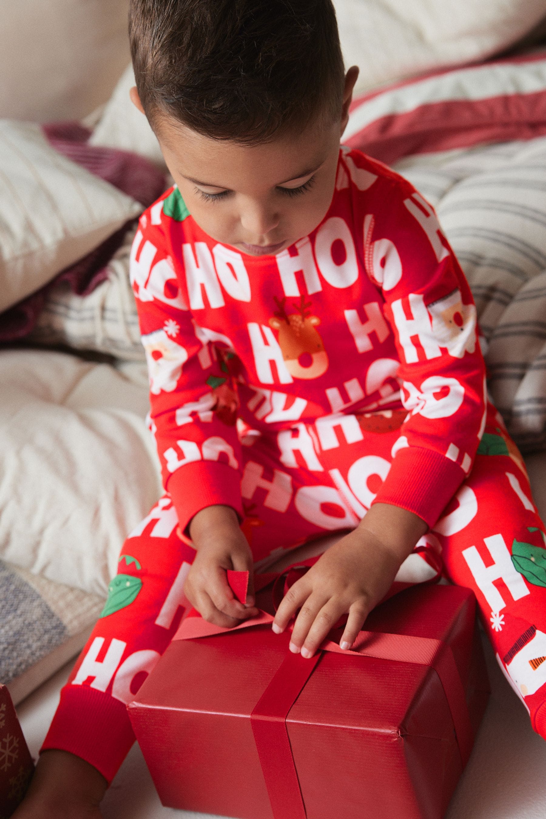 Red Christmas Printed Long Sleeve Snuggle Fit Pyjamas (9mths-16yrs)