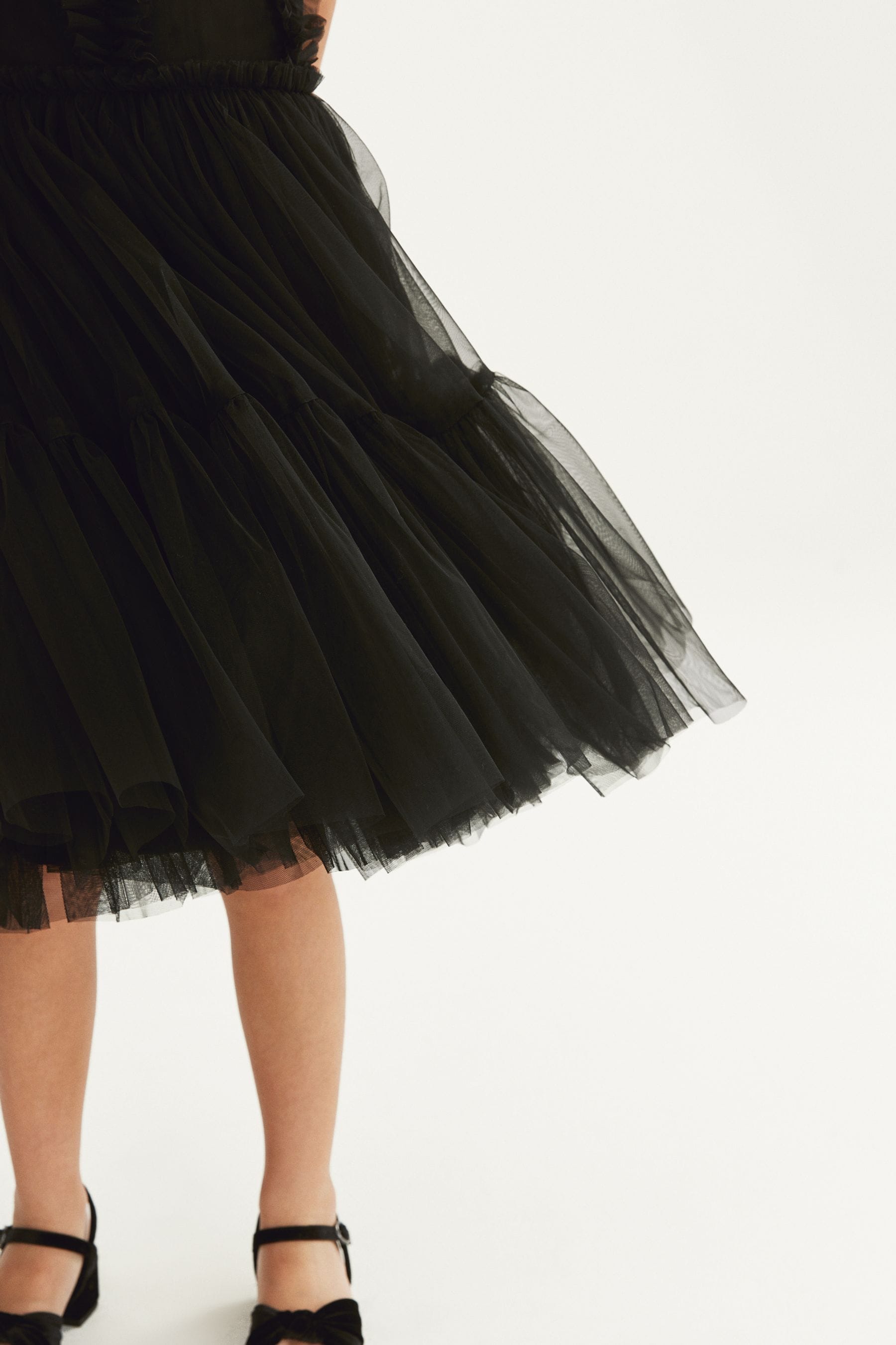 Black Mesh Ruffle Party Dress (3-16yrs)