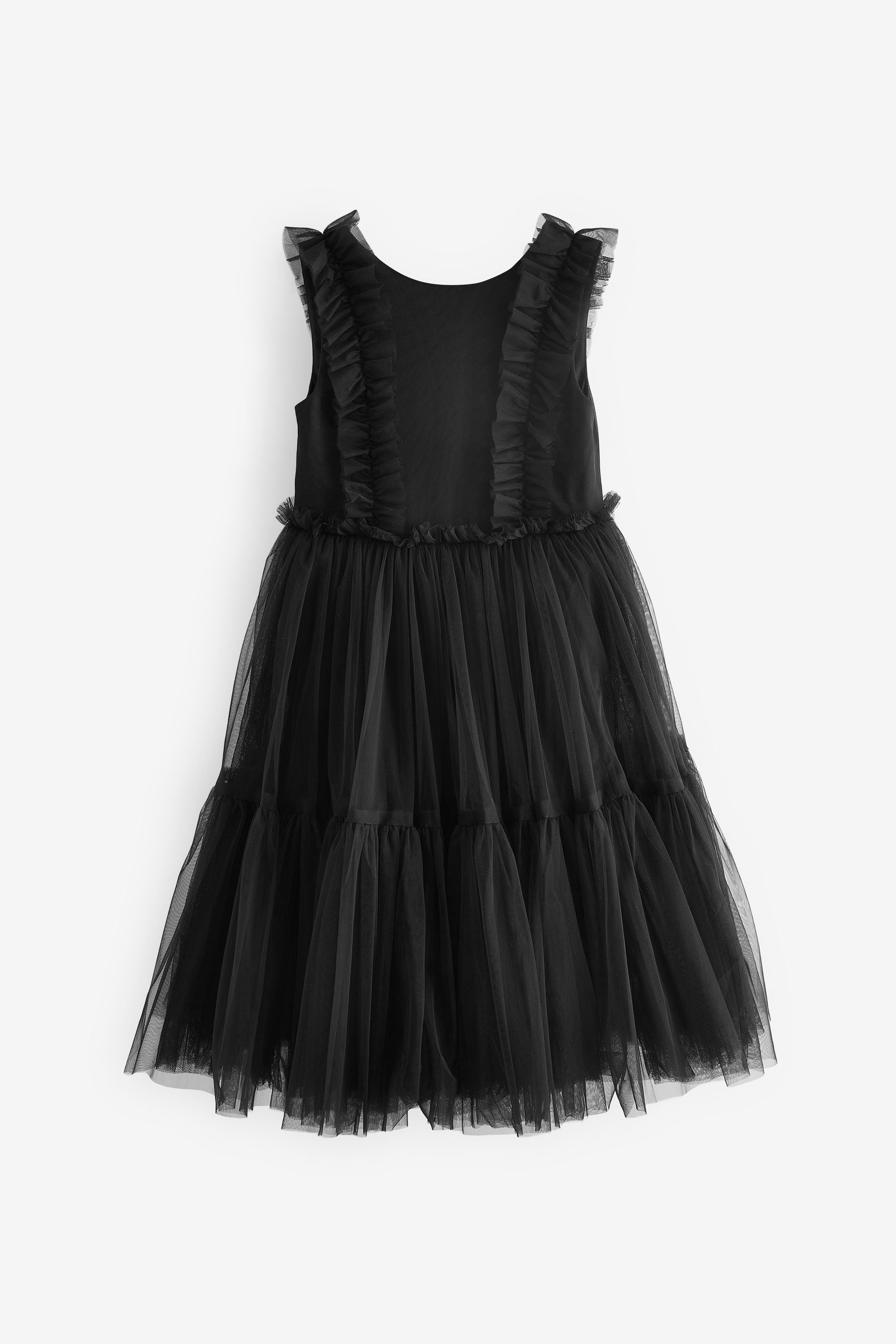 Black Mesh Ruffle Party Dress (3-16yrs)