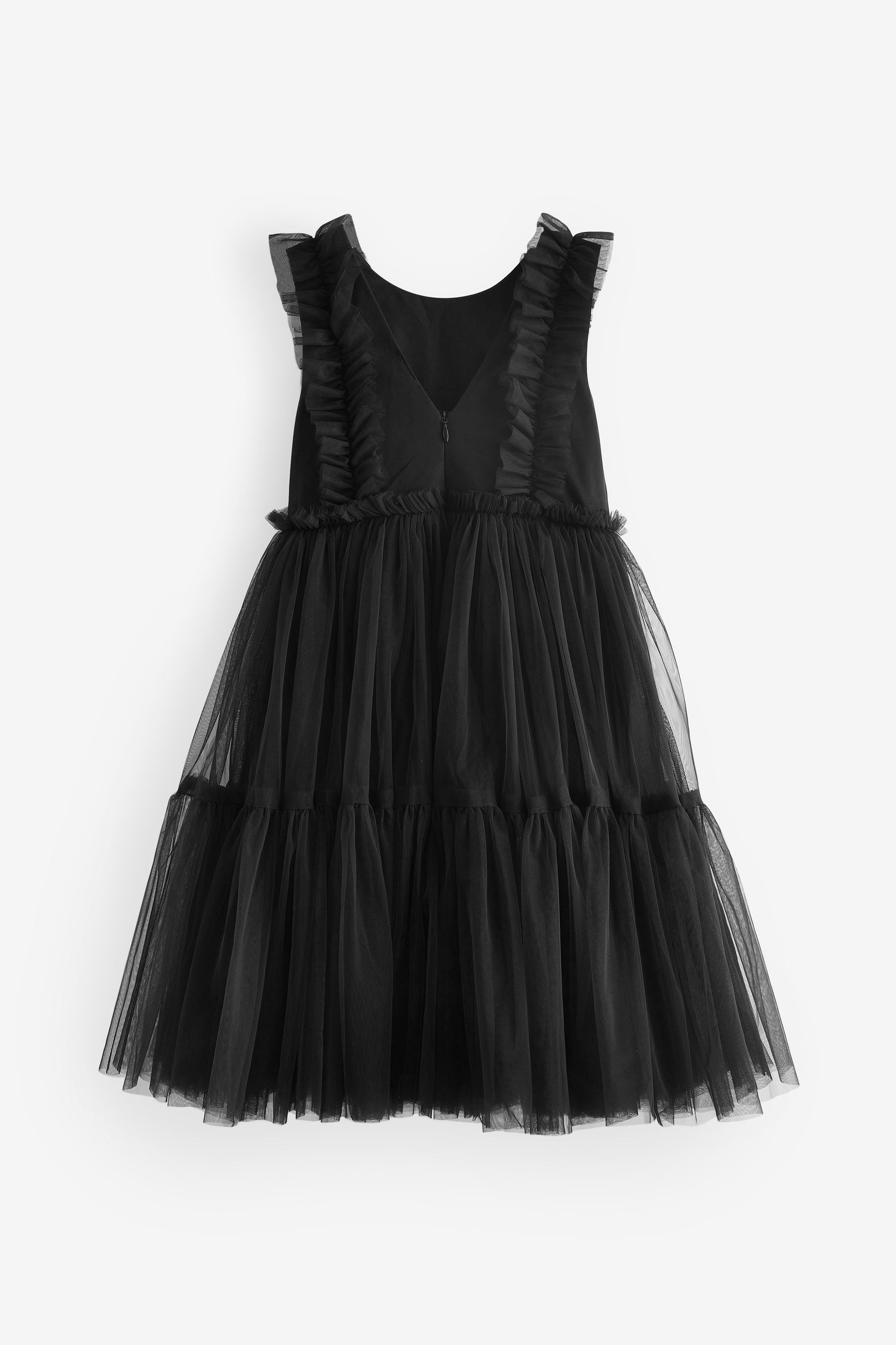 Black Mesh Ruffle Party Dress (3-16yrs)