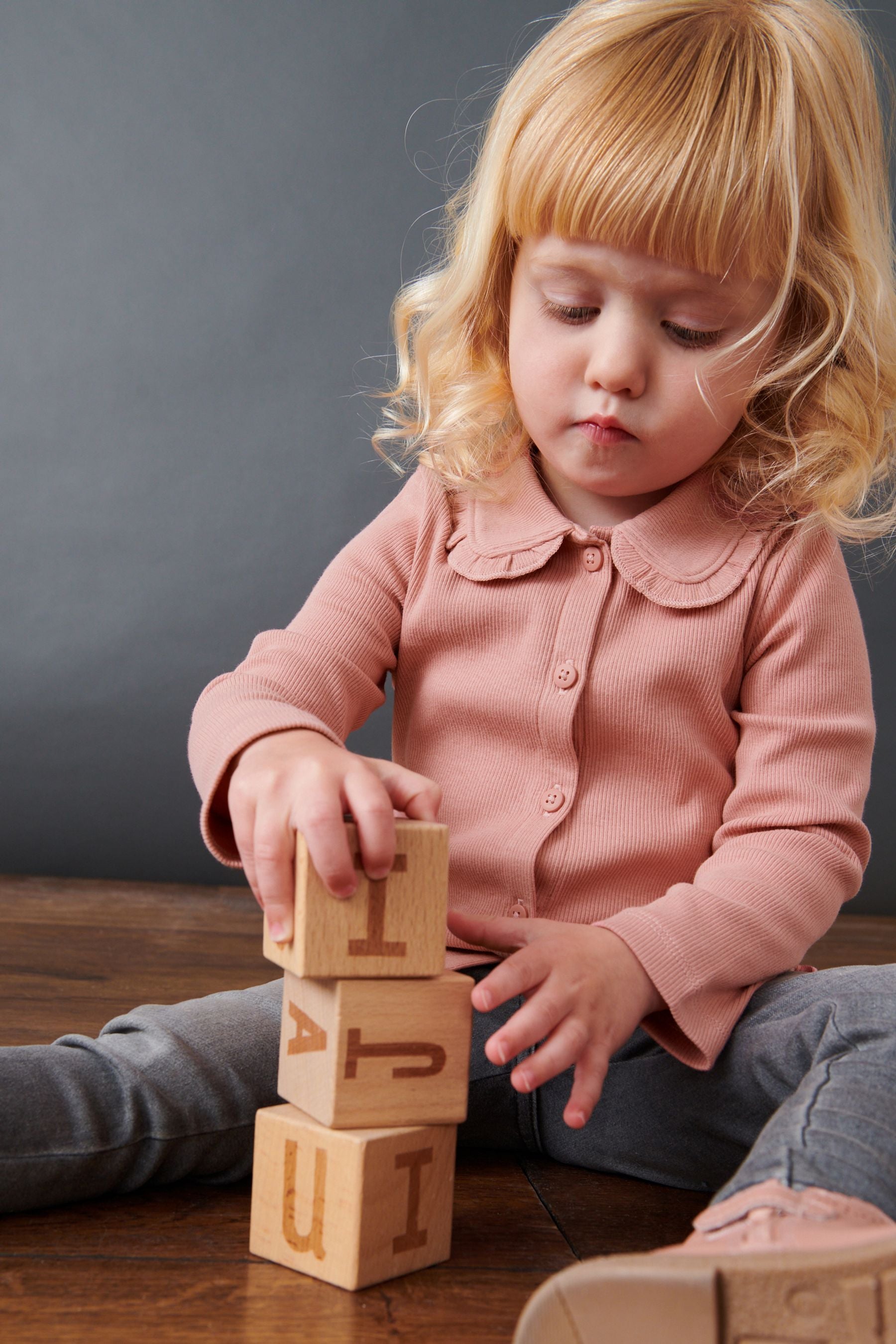 Pink Frill Collar Long Sleeve Cardigan Top (3mths-7yrs)