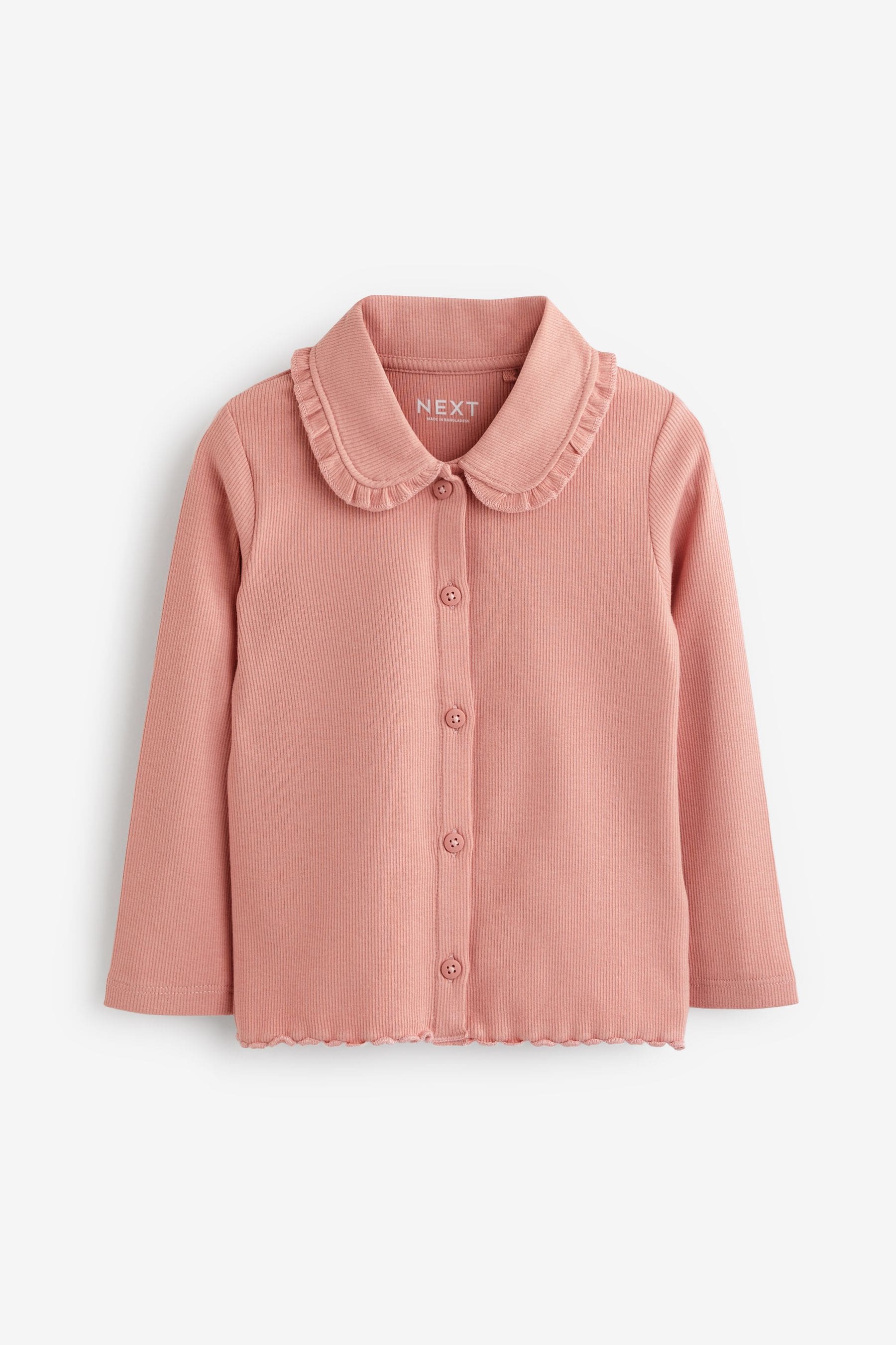 Pink Frill Collar Long Sleeve Cardigan Top (3mths-7yrs)