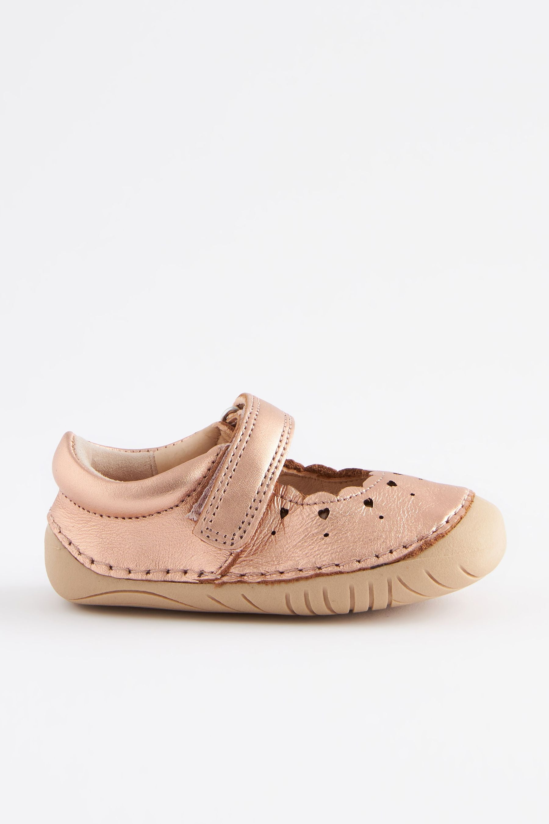 Rose Gold Pink Leather Crawler Mary Jane Shoes