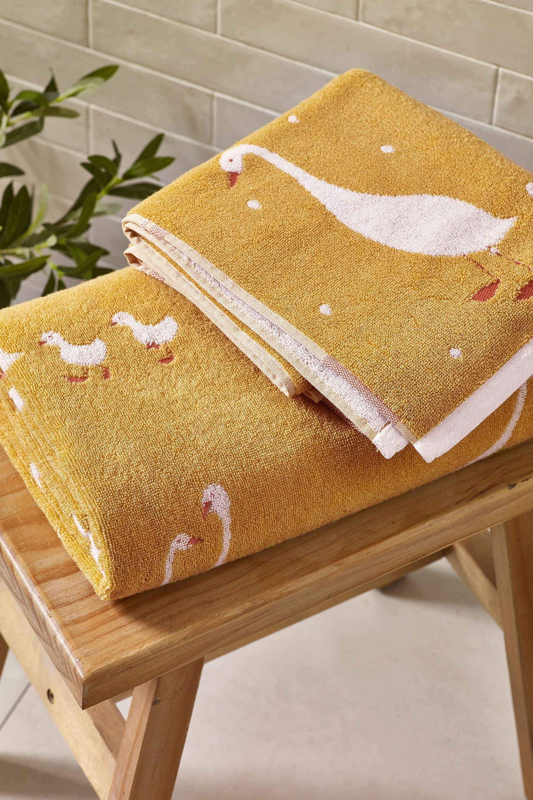 Yellow Goose And Friends 100% Cotton Towel