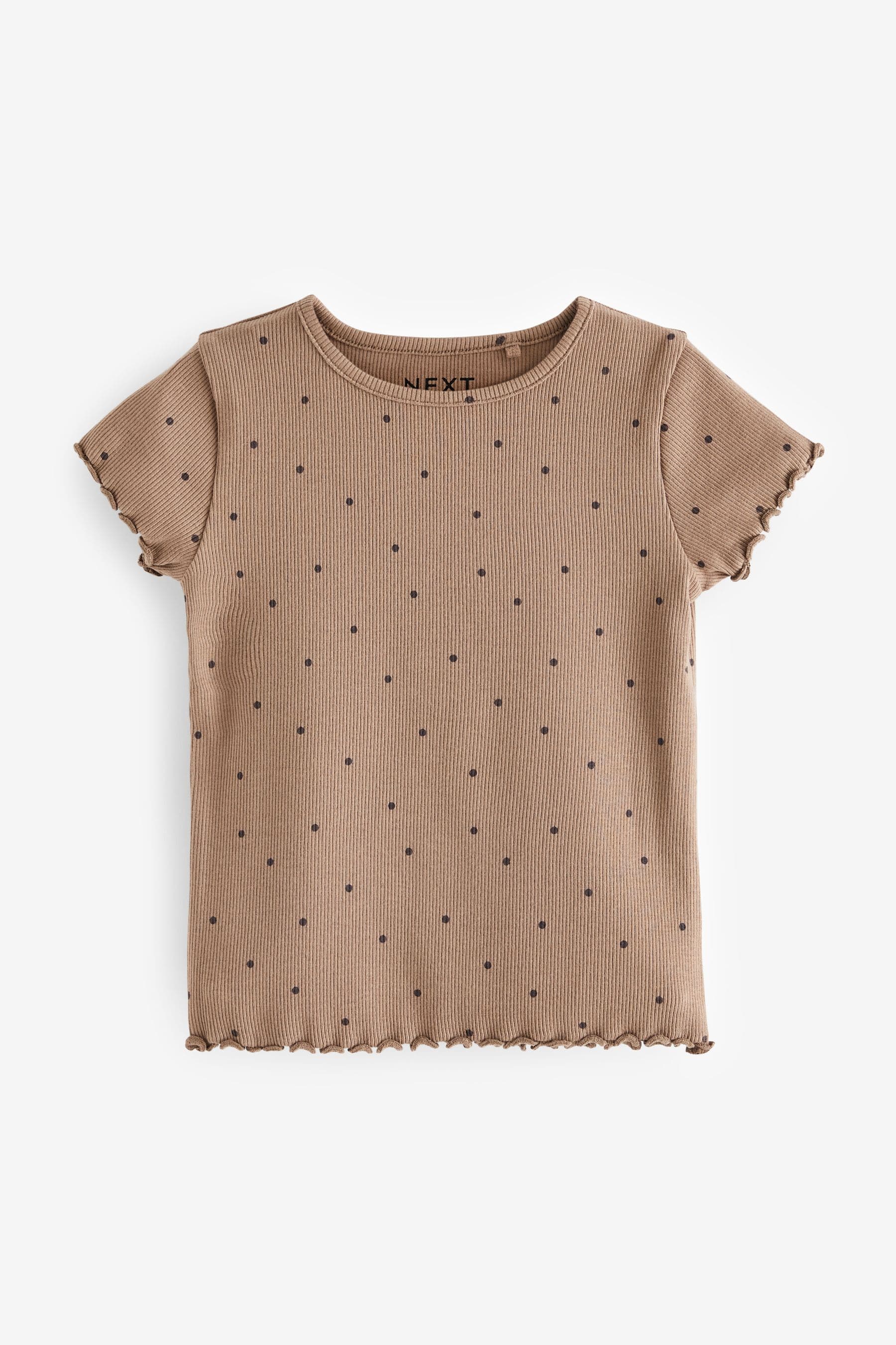 Tan Brown Spot Short Sleeve Rib Top (3mths-7yrs)