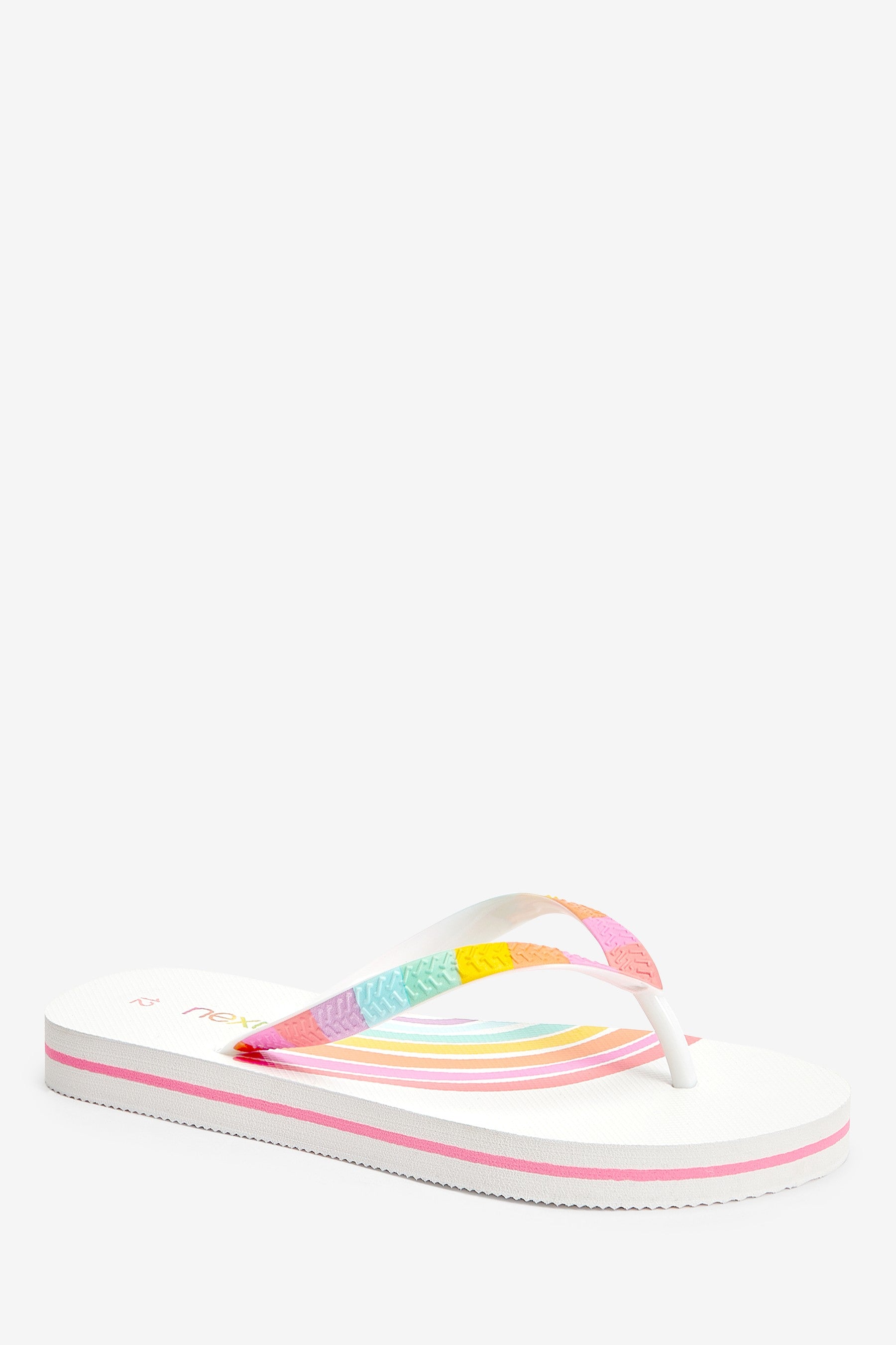 White/Rainbow Flip Flops