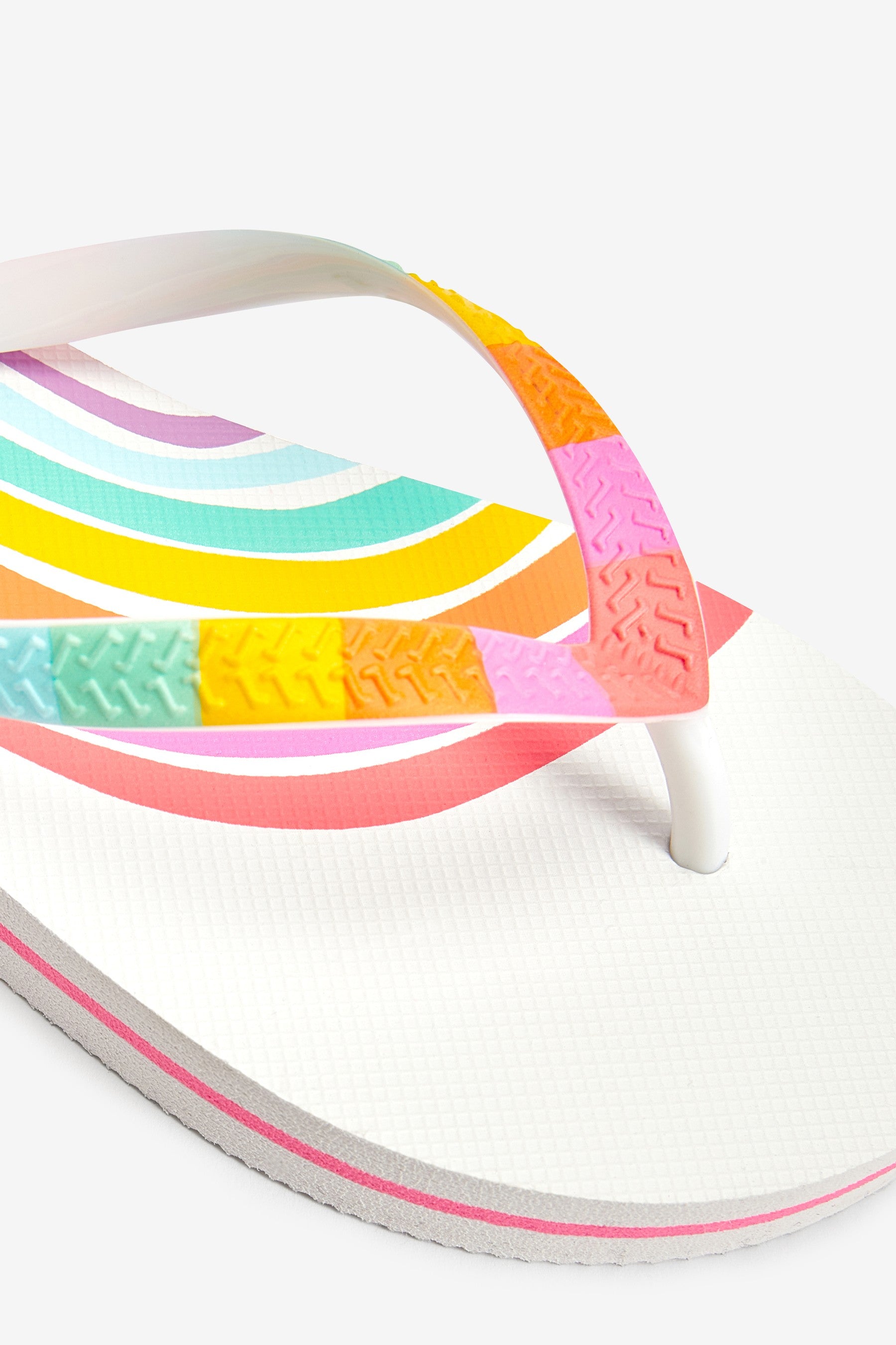 White/Rainbow Flip Flops