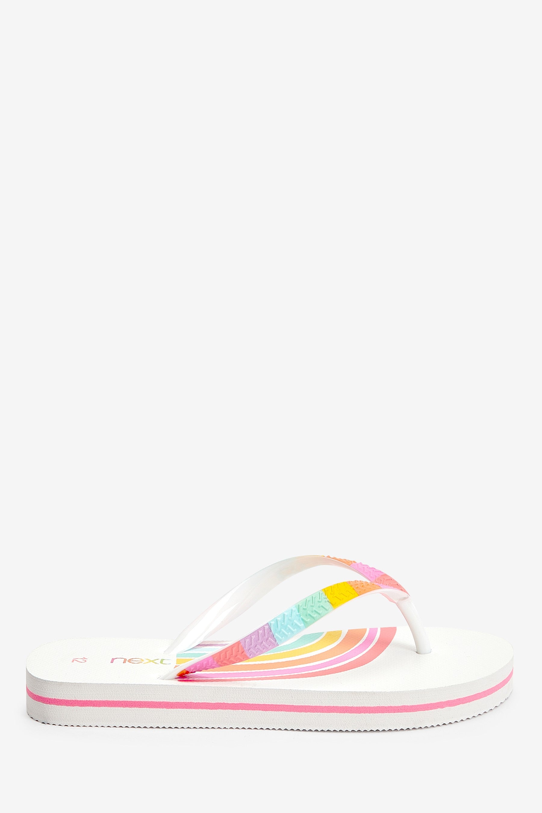 White/Rainbow Flip Flops