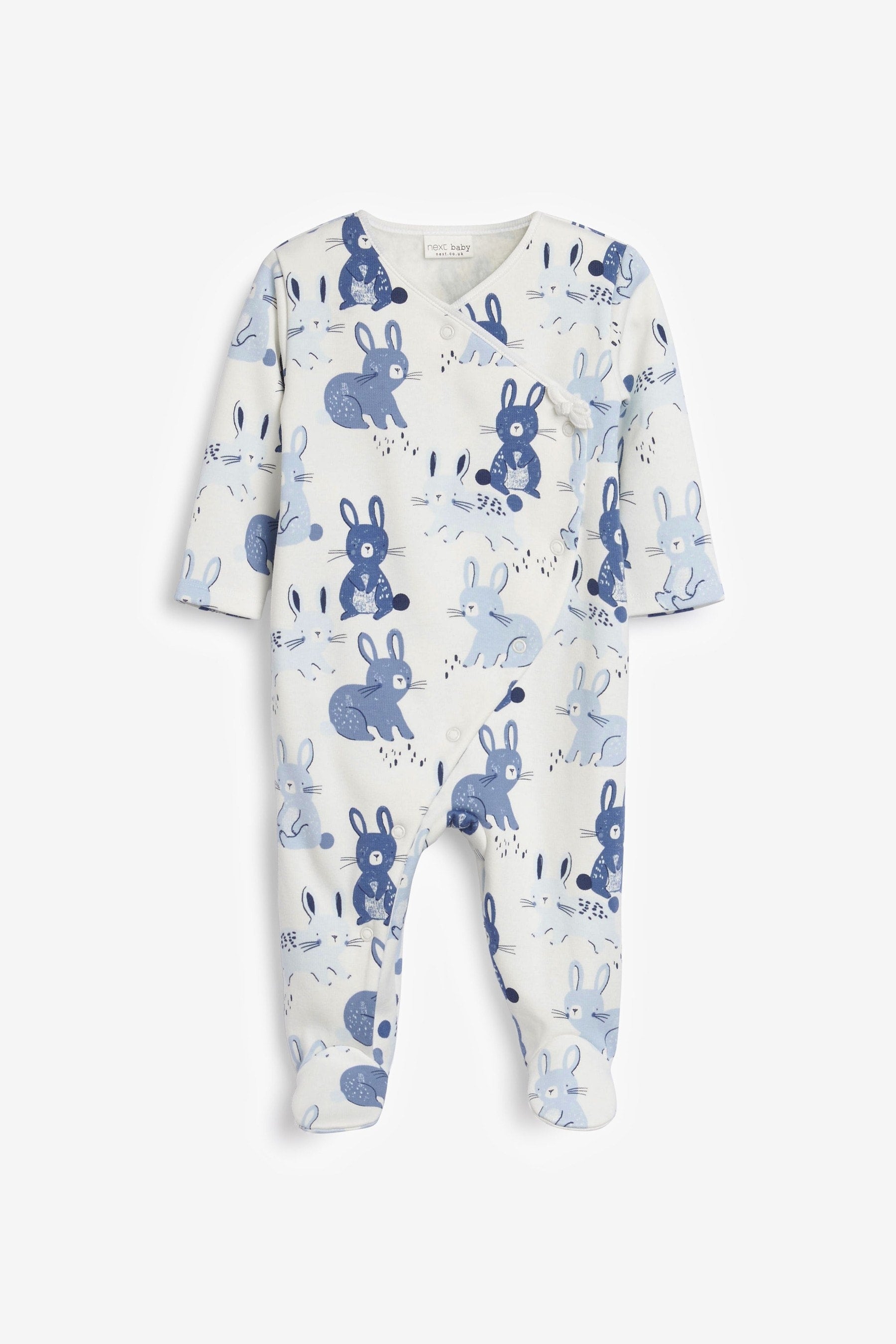 Blue Bunny Wrap Baby Fleece Lined Sleepsuit