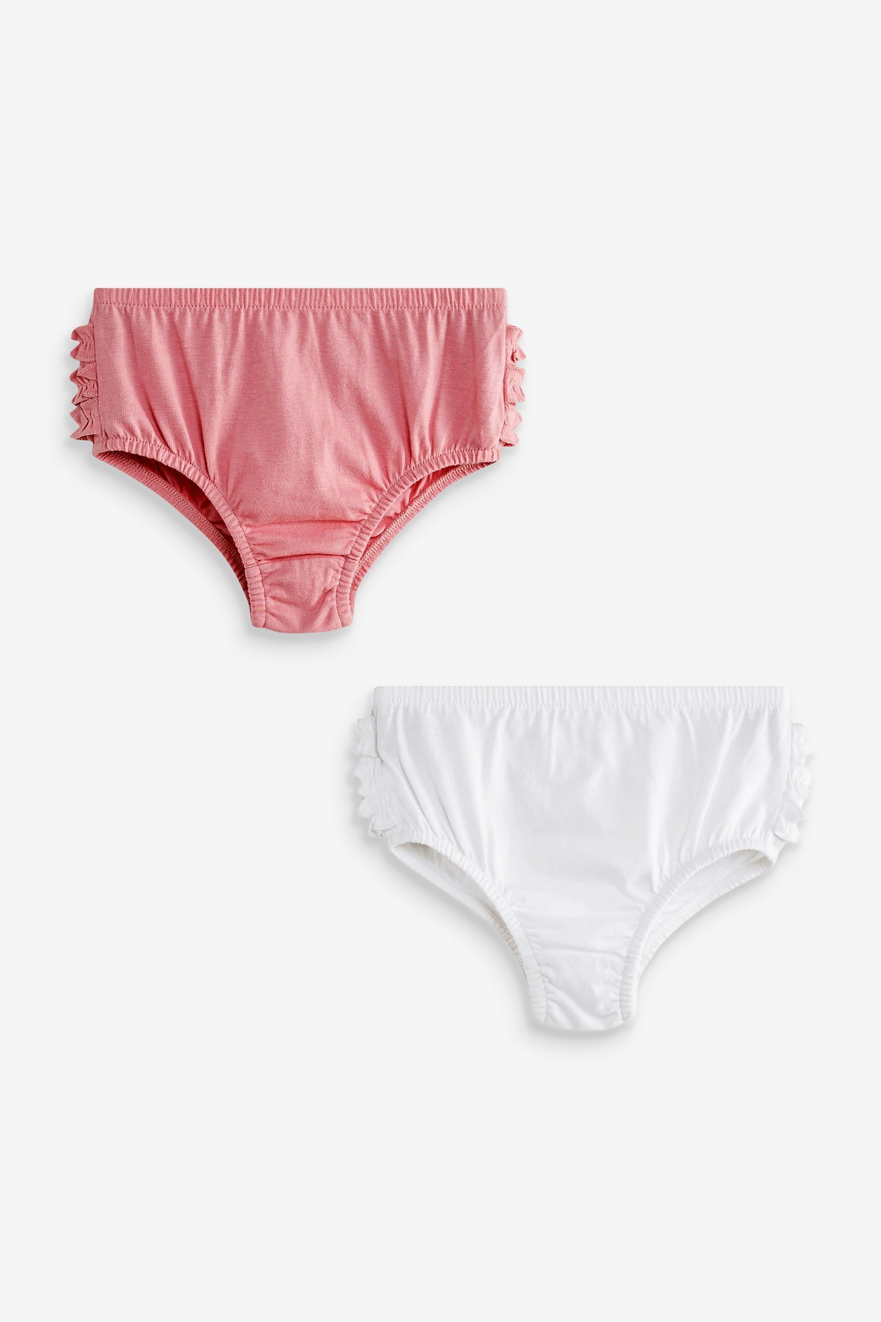 Pink/White Frill Knickers 2 Pack (0mths-2yrs)