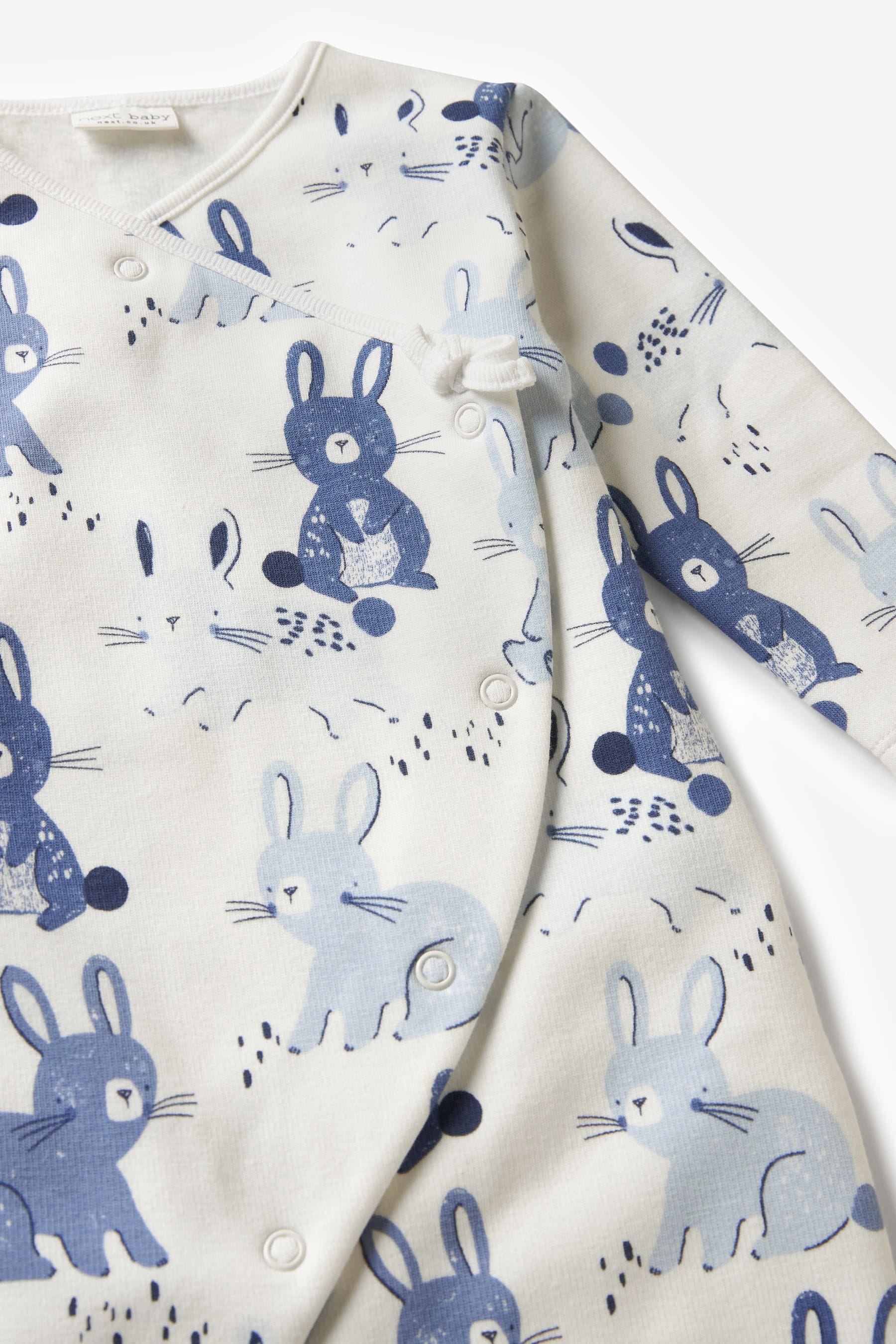 Blue Bunny Wrap Baby Fleece Lined Sleepsuit