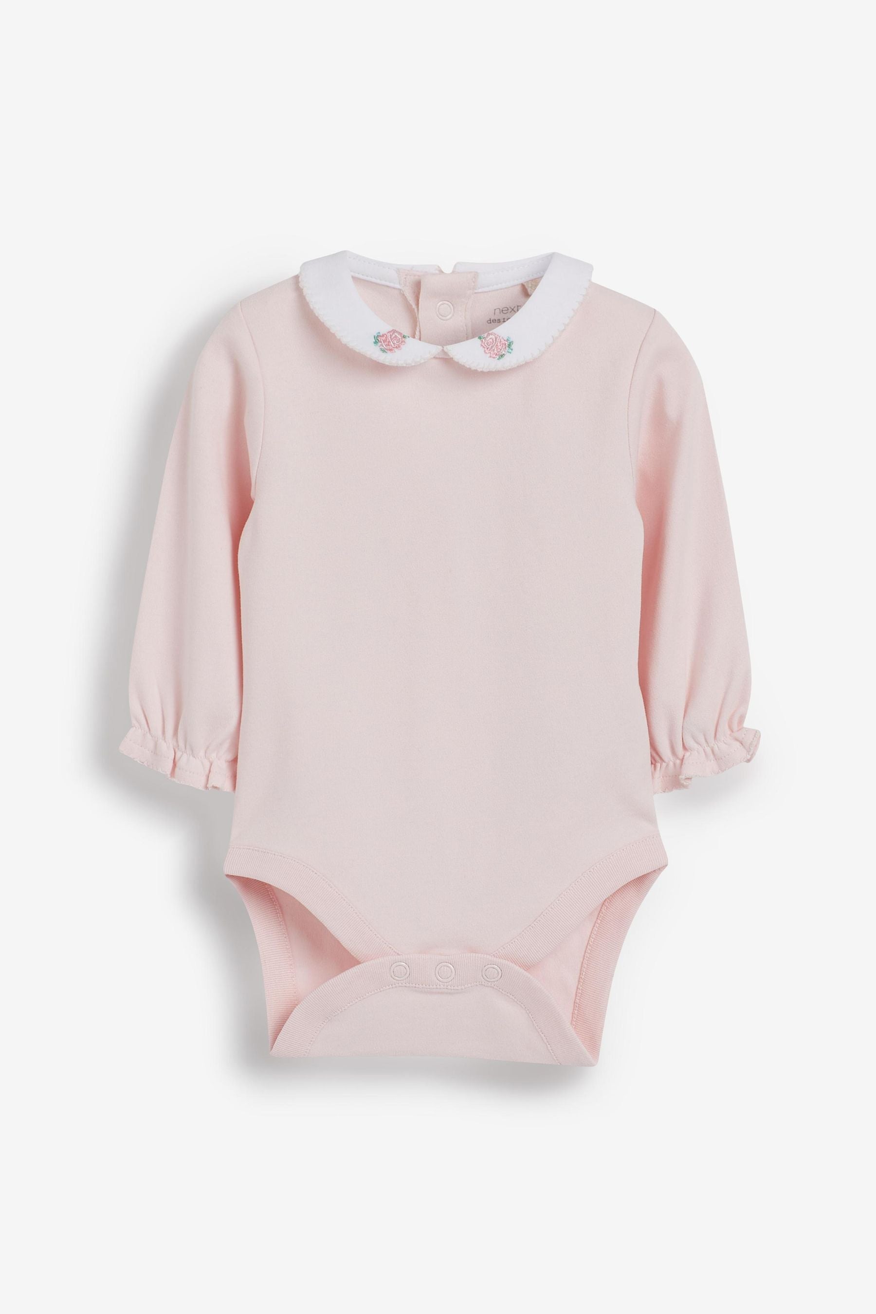 White/Pink 3 Pack Premium Long Sleeve Baby Bodysuits