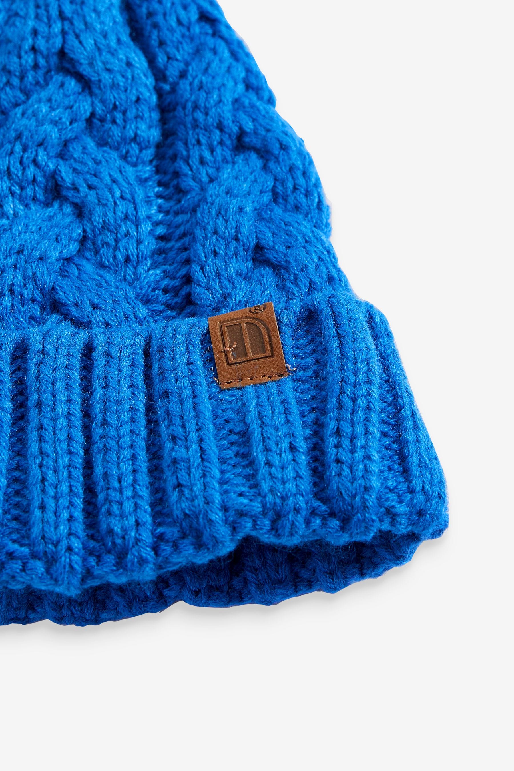 Cobalt Blue Knitted Cable Pom Hat (1-16yrs)