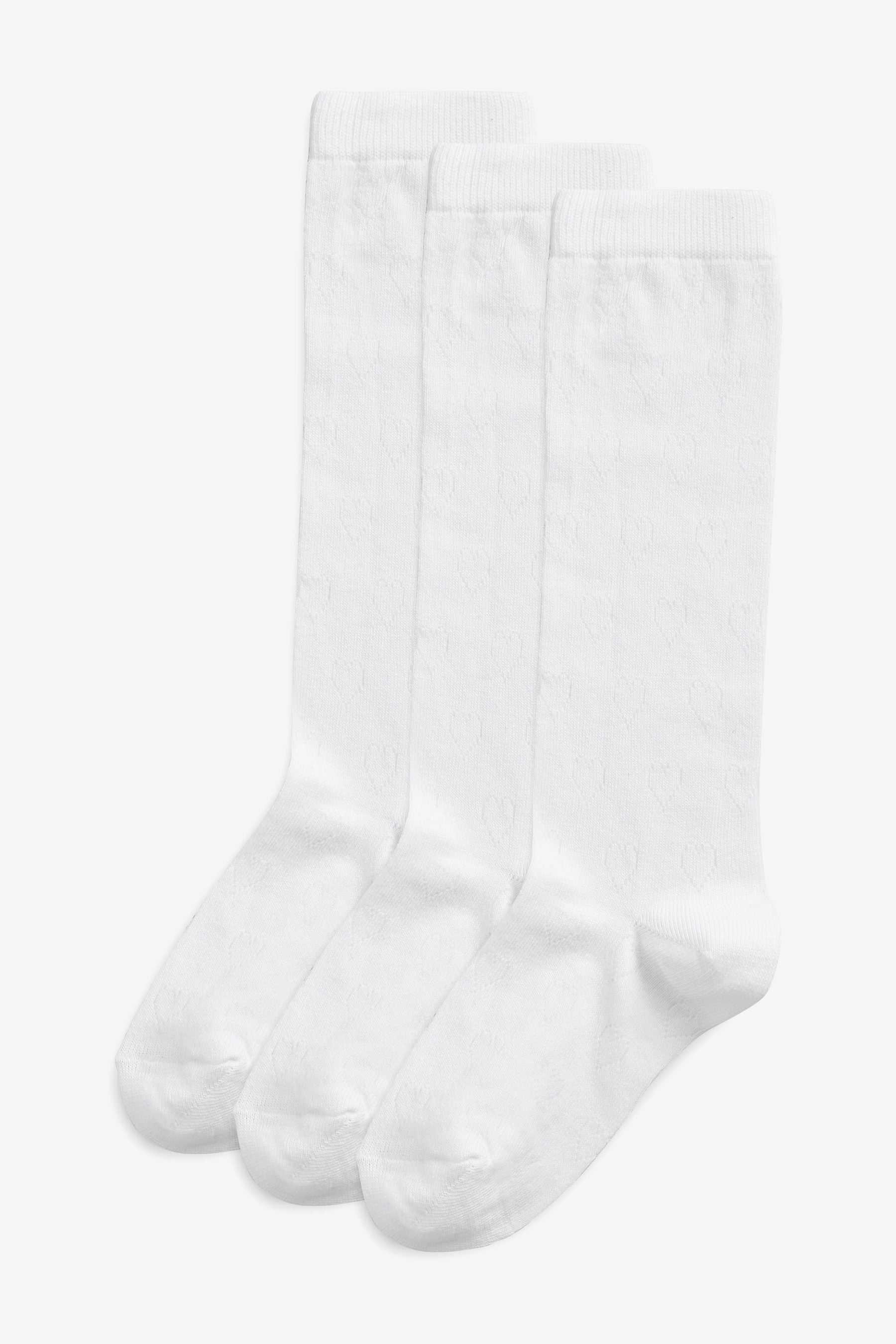 White Heart White Heart 3 Pack Cotton Rich Knee High School Socks