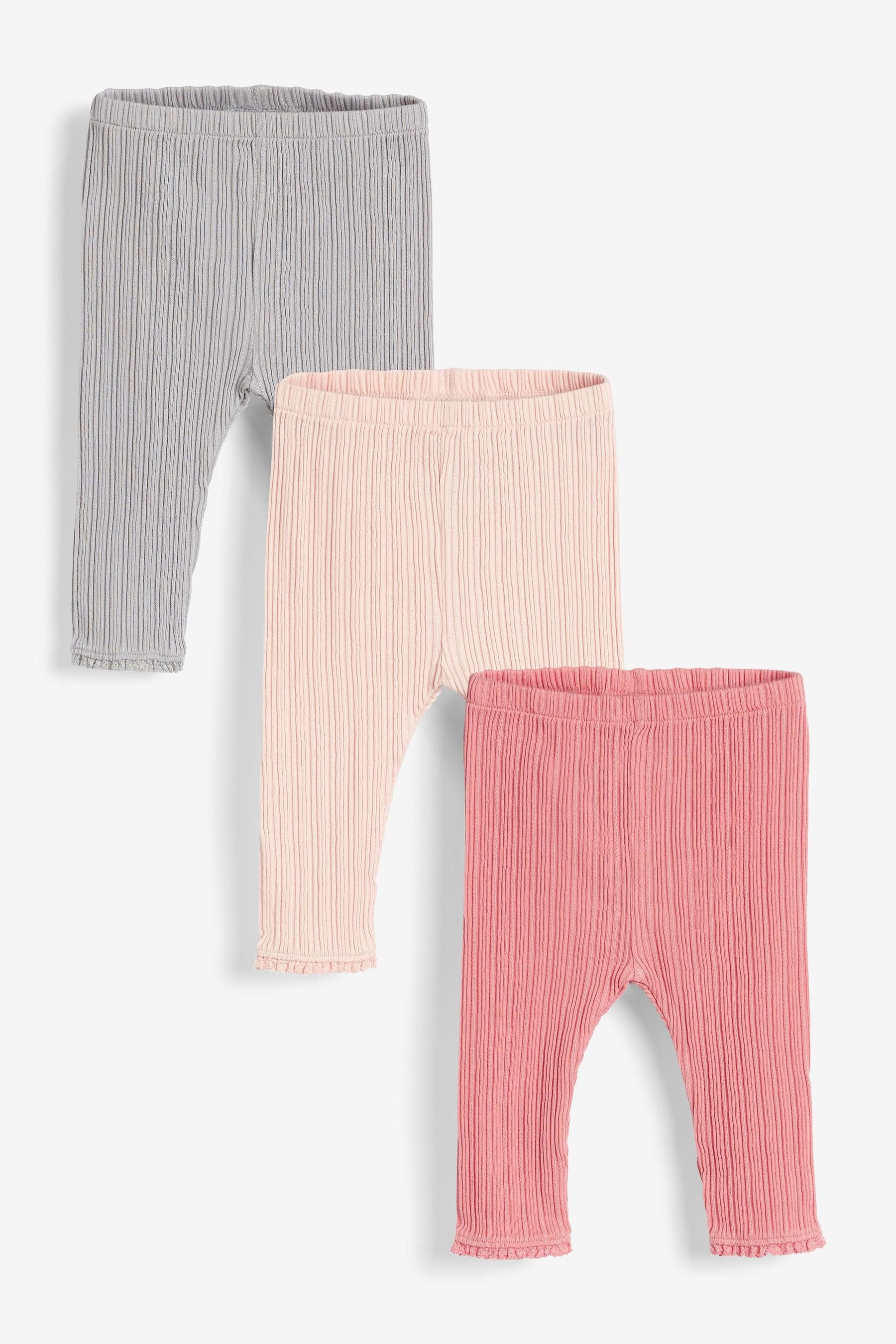 Pink/Grey Baby 3 Pack Leggings