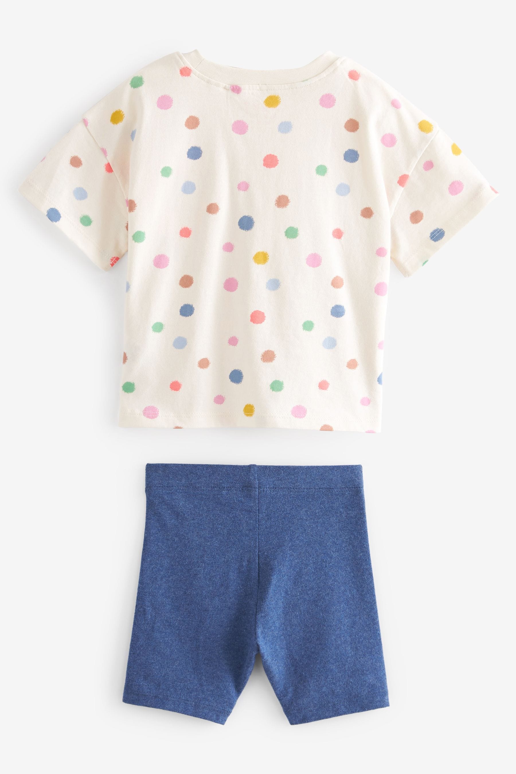 Cream Spotty Flower Tshirt and Cycling Shorts Set (3mths-7yrs)