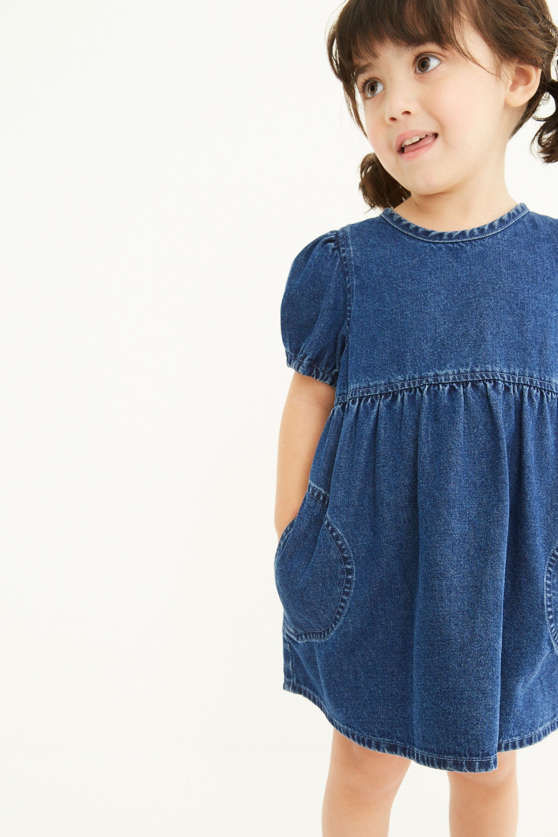 Mid Wash Puff Sleeve Denim Dress (3mths-8yrs)