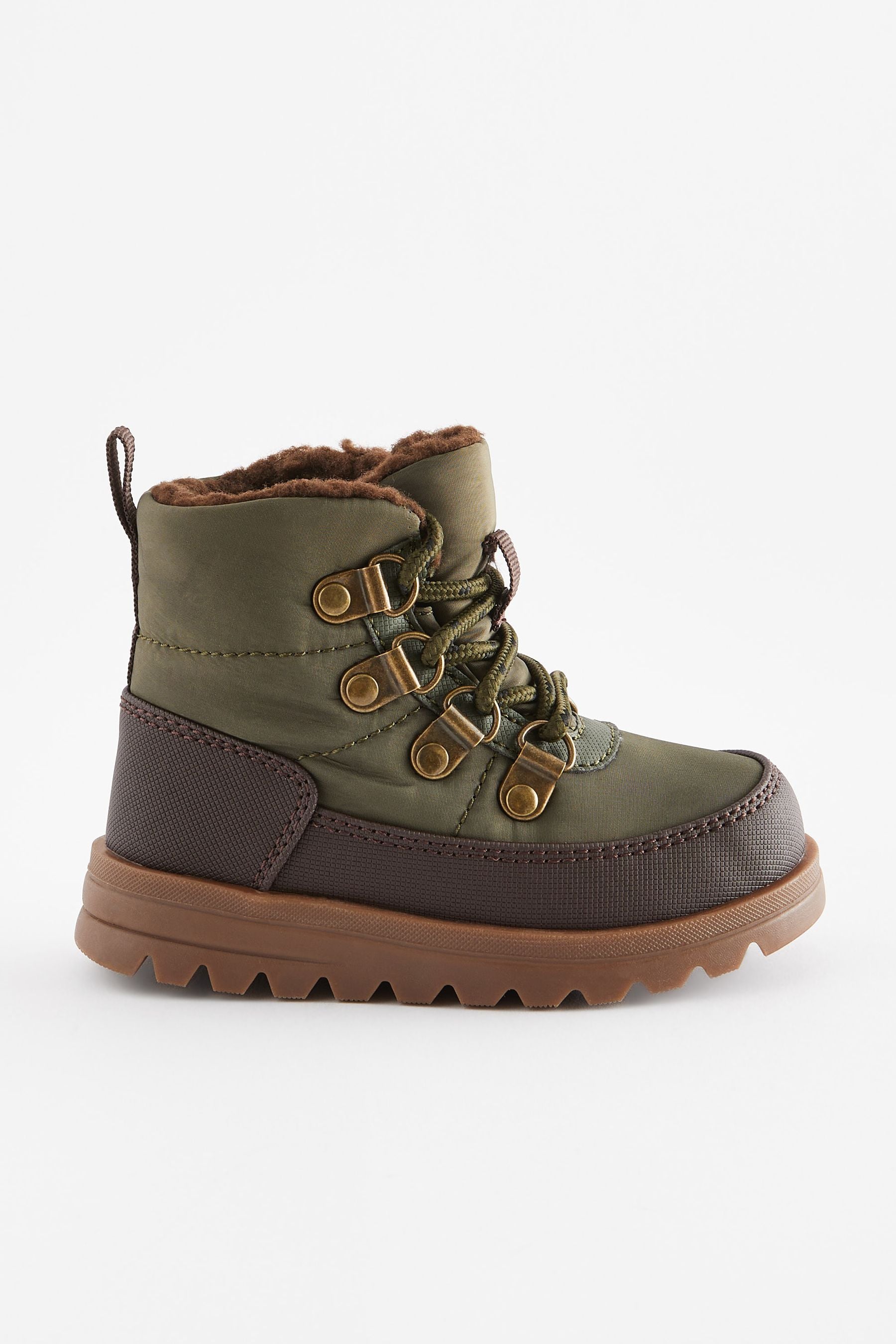 Khaki Green Quilted Hiker Boots