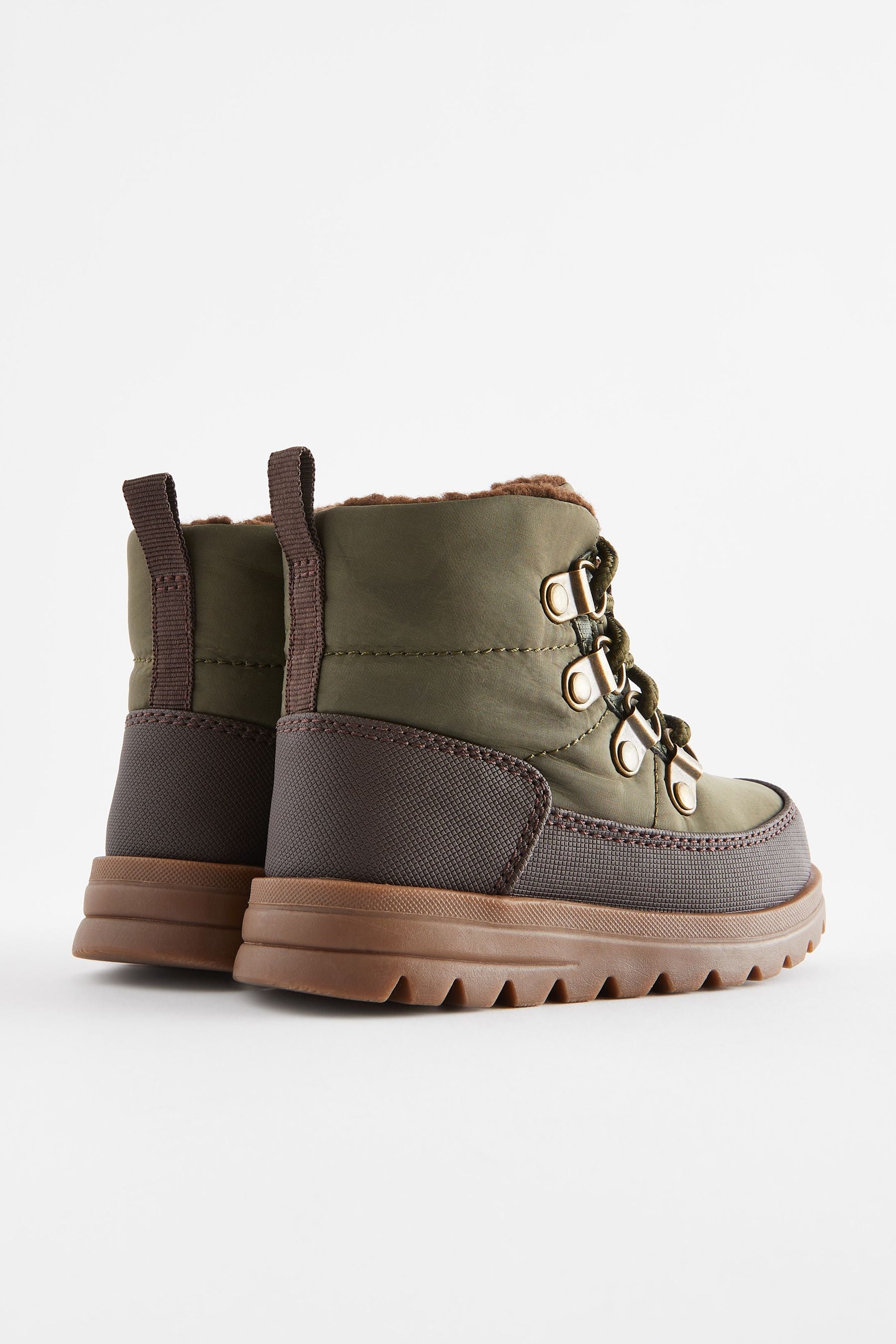 Khaki Green Quilted Hiker Boots