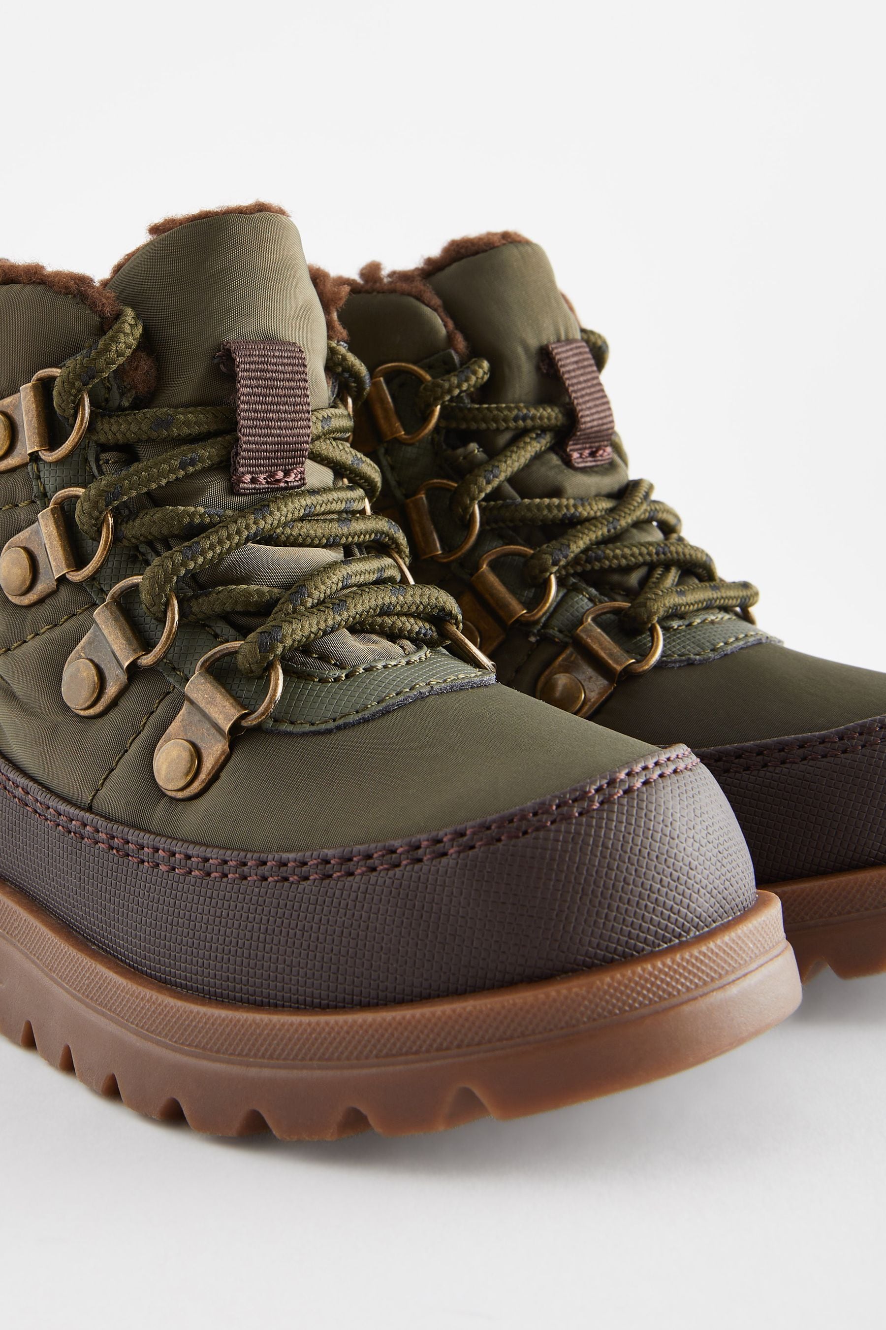 Khaki Green Quilted Hiker Boots