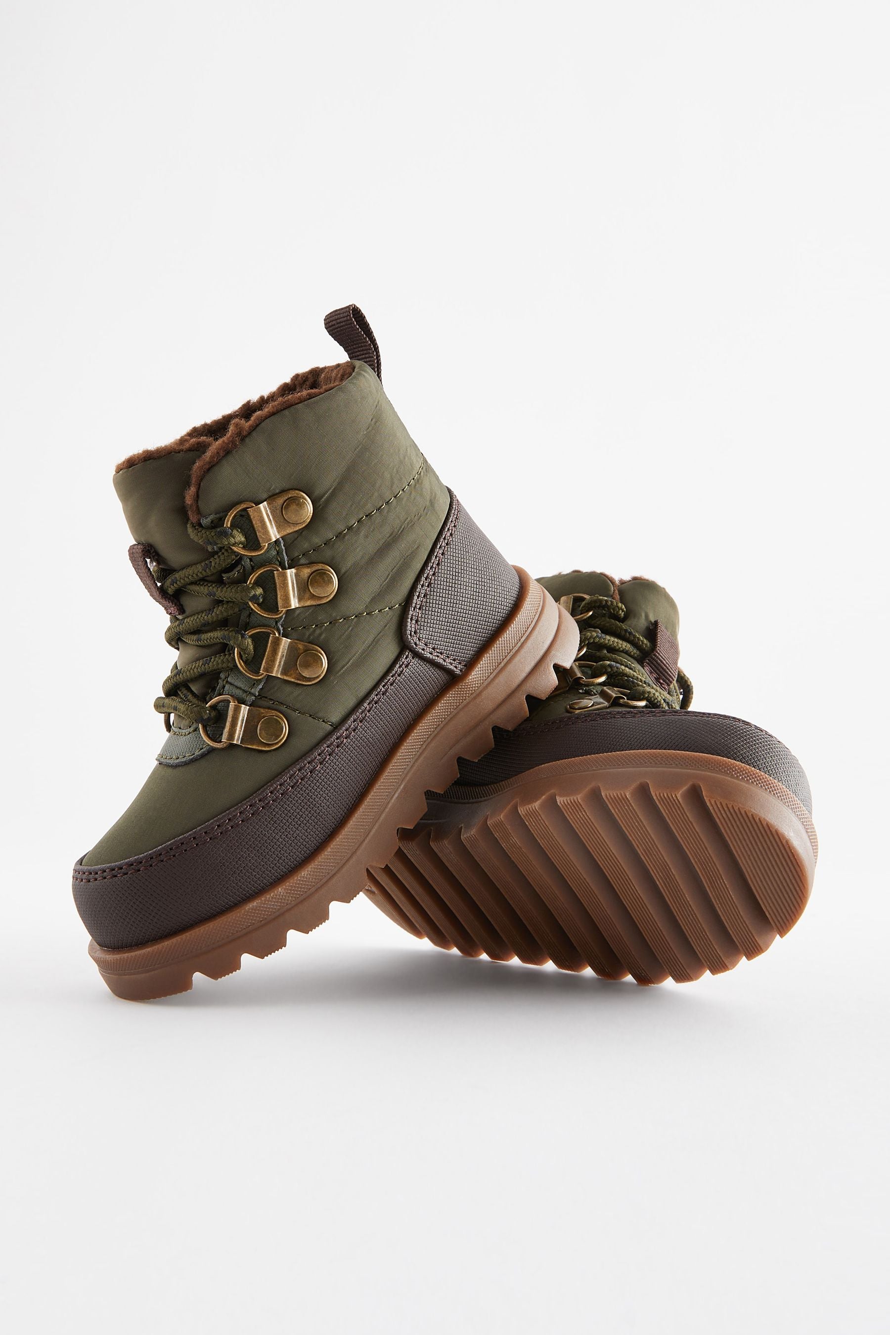 Khaki Green Quilted Hiker Boots