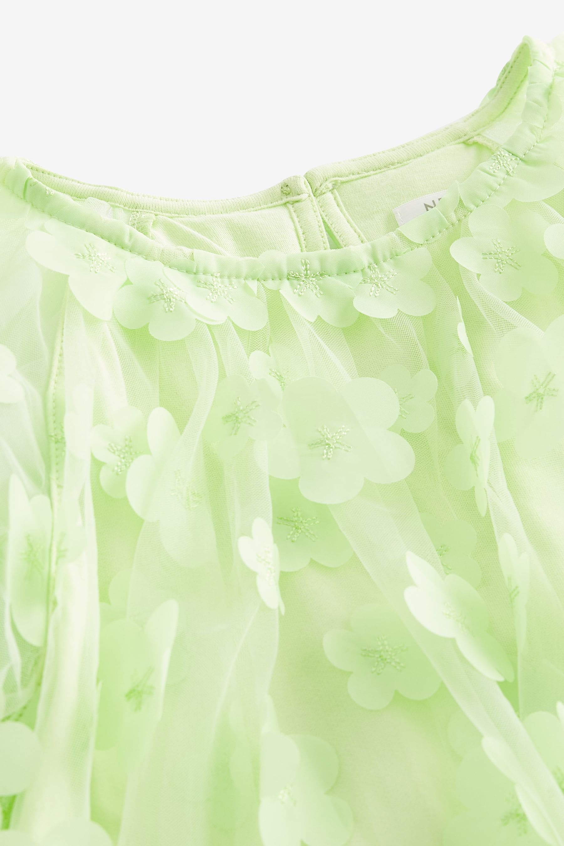 Green 3D Flower Party Dress (3-16yrs)