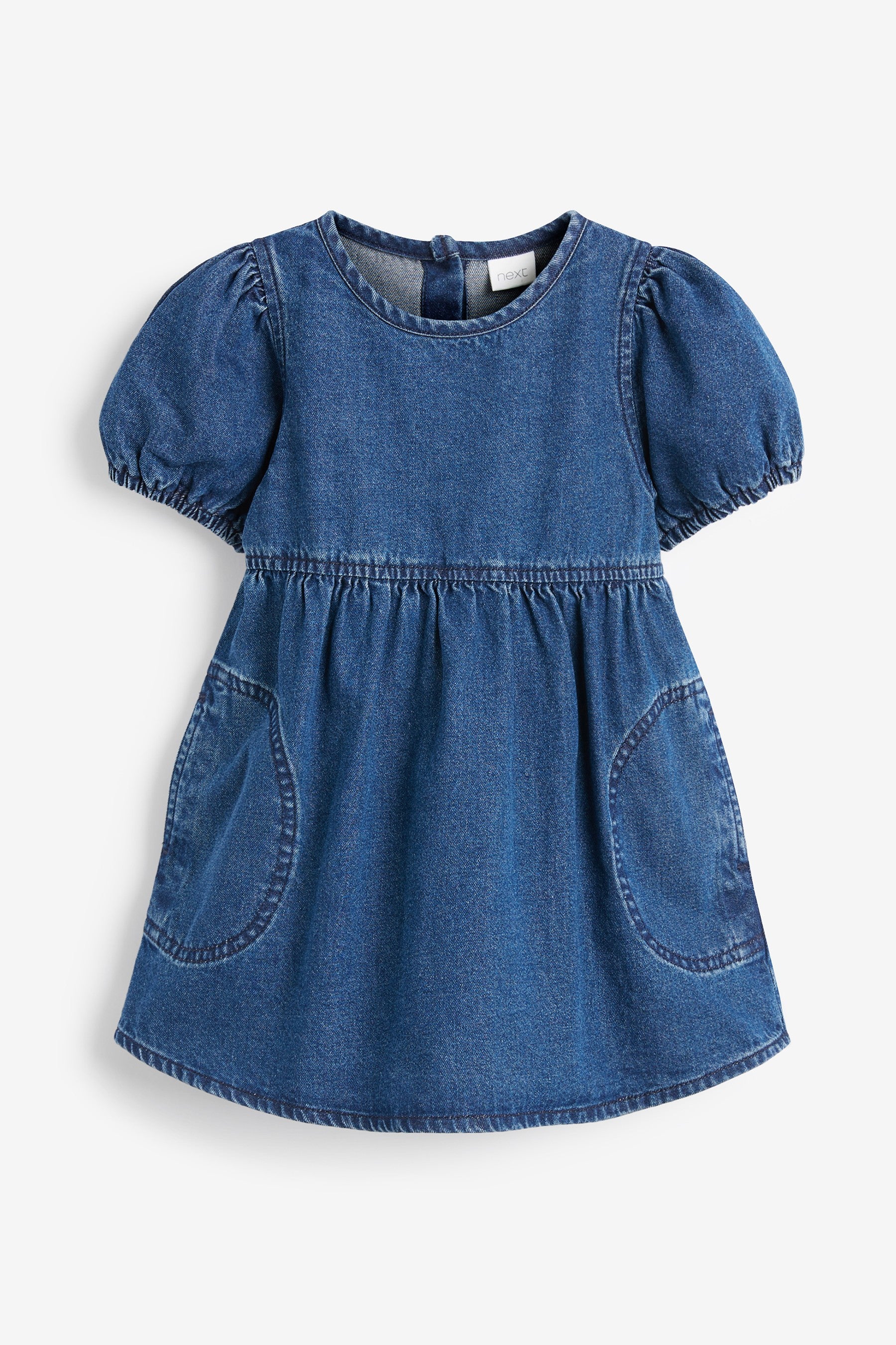 Mid Wash Puff Sleeve Denim Dress (3mths-8yrs)