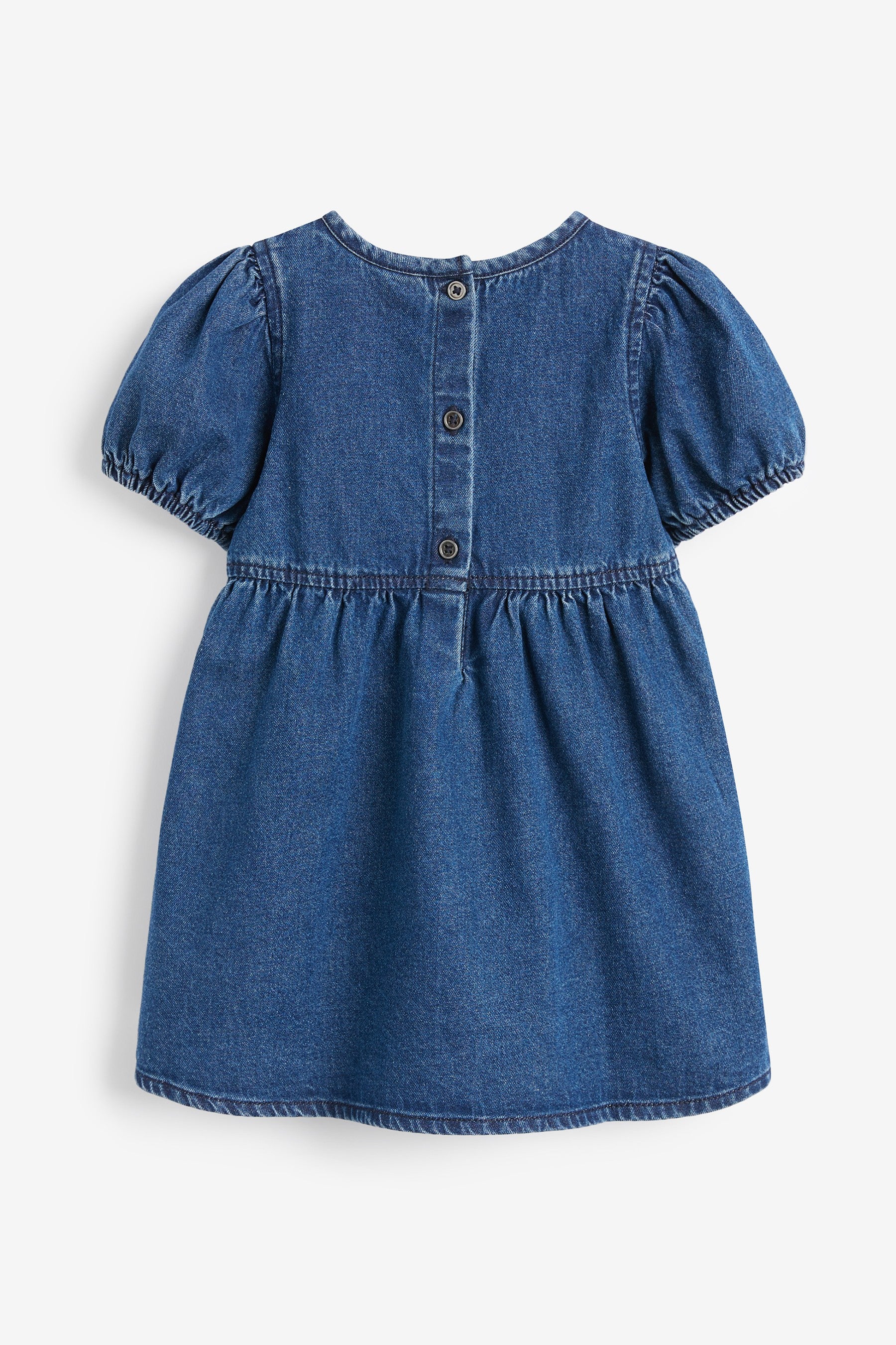 Mid Wash Puff Sleeve Denim Dress (3mths-8yrs)