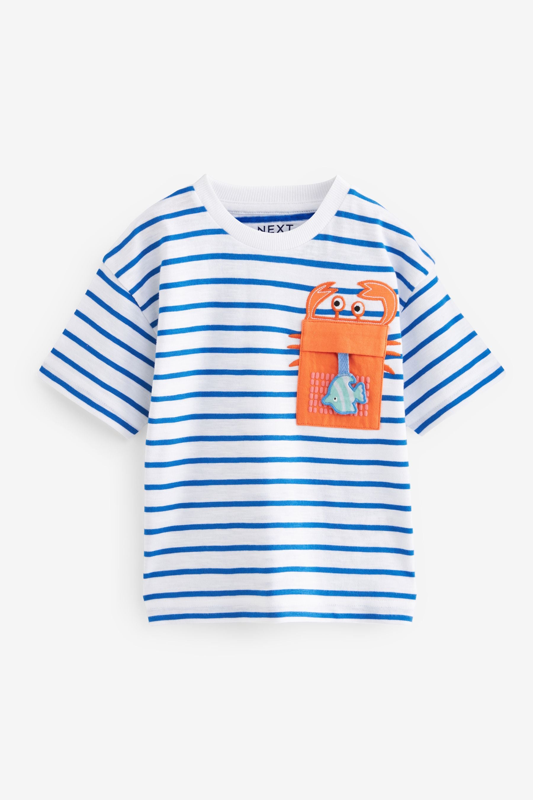 Blue/White Short Sleeve Pocket T-Shirt (3mths-7yrs)