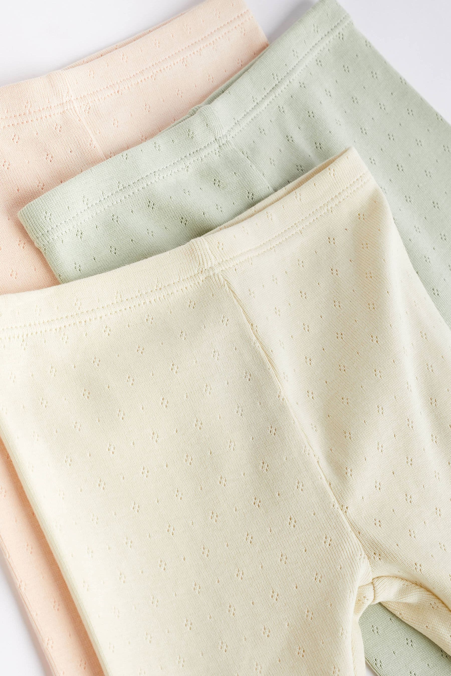 Sage Green Pointelle Baby Leggings 3 Pack