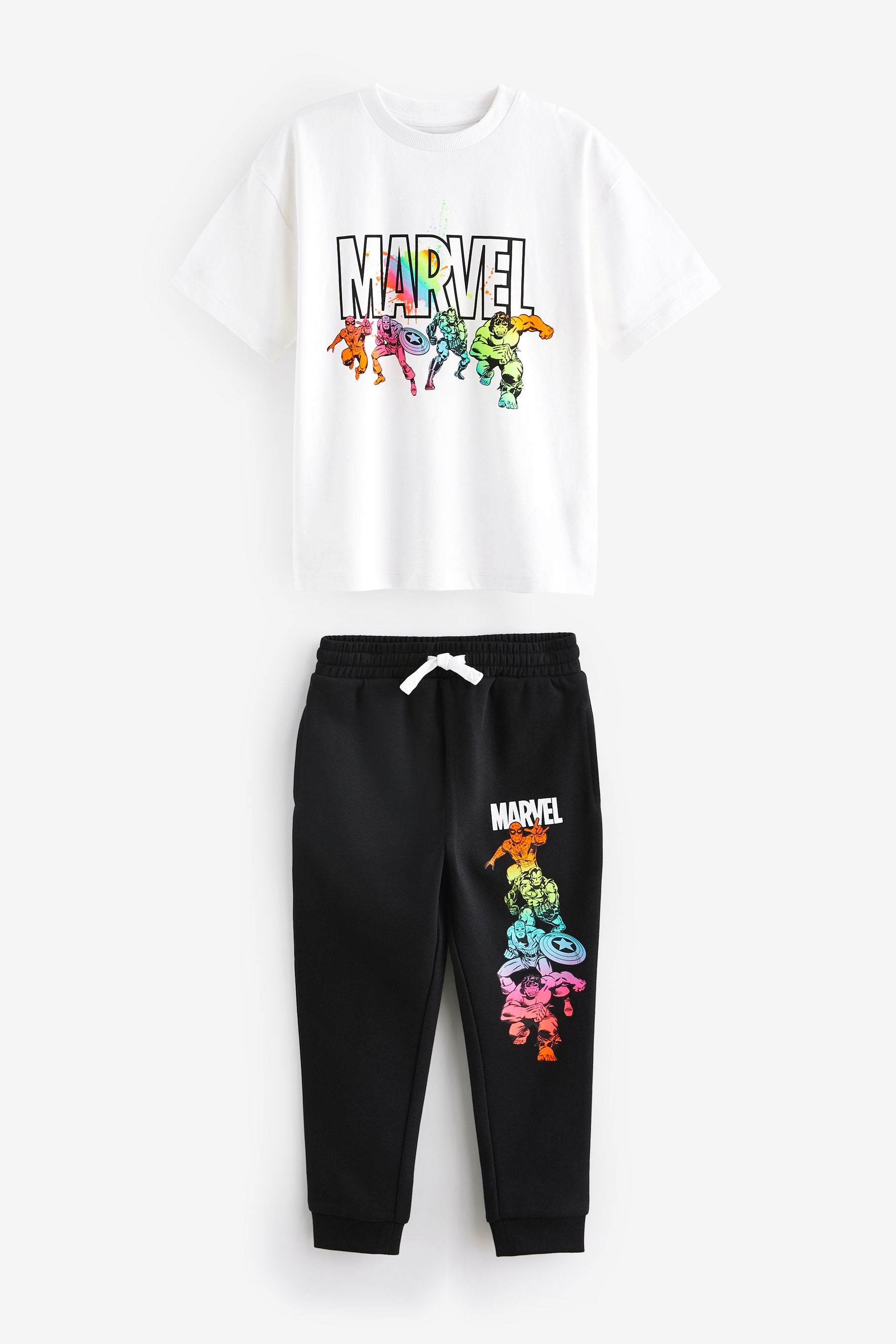 White/Black Licensed Marvel Avengers T-Shirt and Joggers Set (3-16yrs)