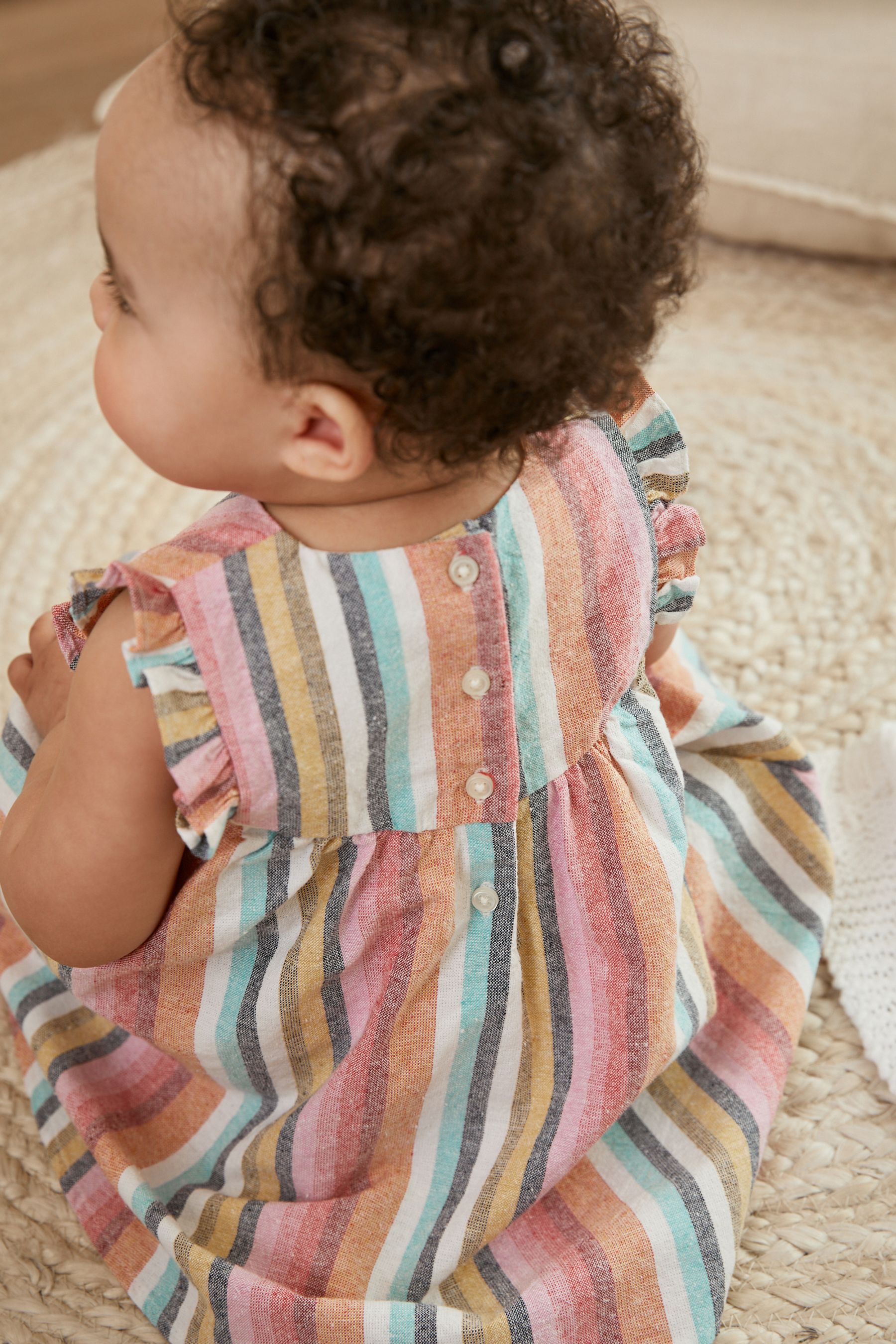 Stripe Baby Dress & Headband With Fluro Trim (0mths-2yrs)