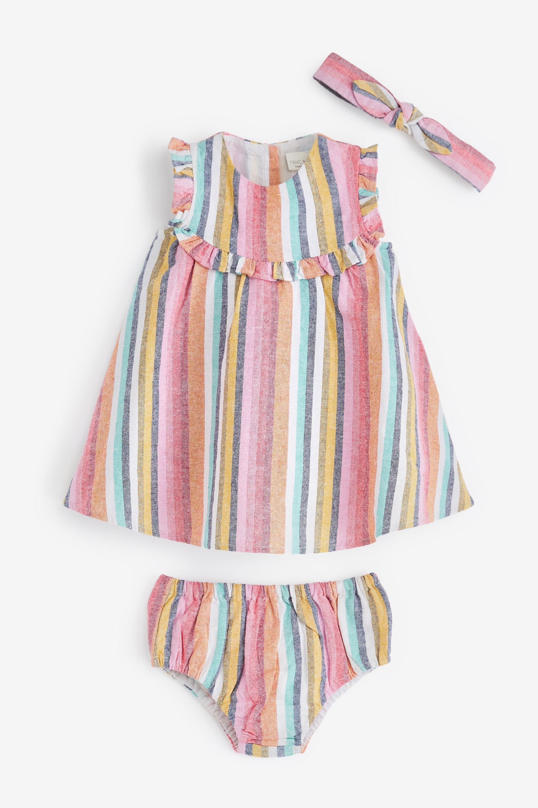 Stripe Baby Dress & Headband With Fluro Trim (0mths-2yrs)