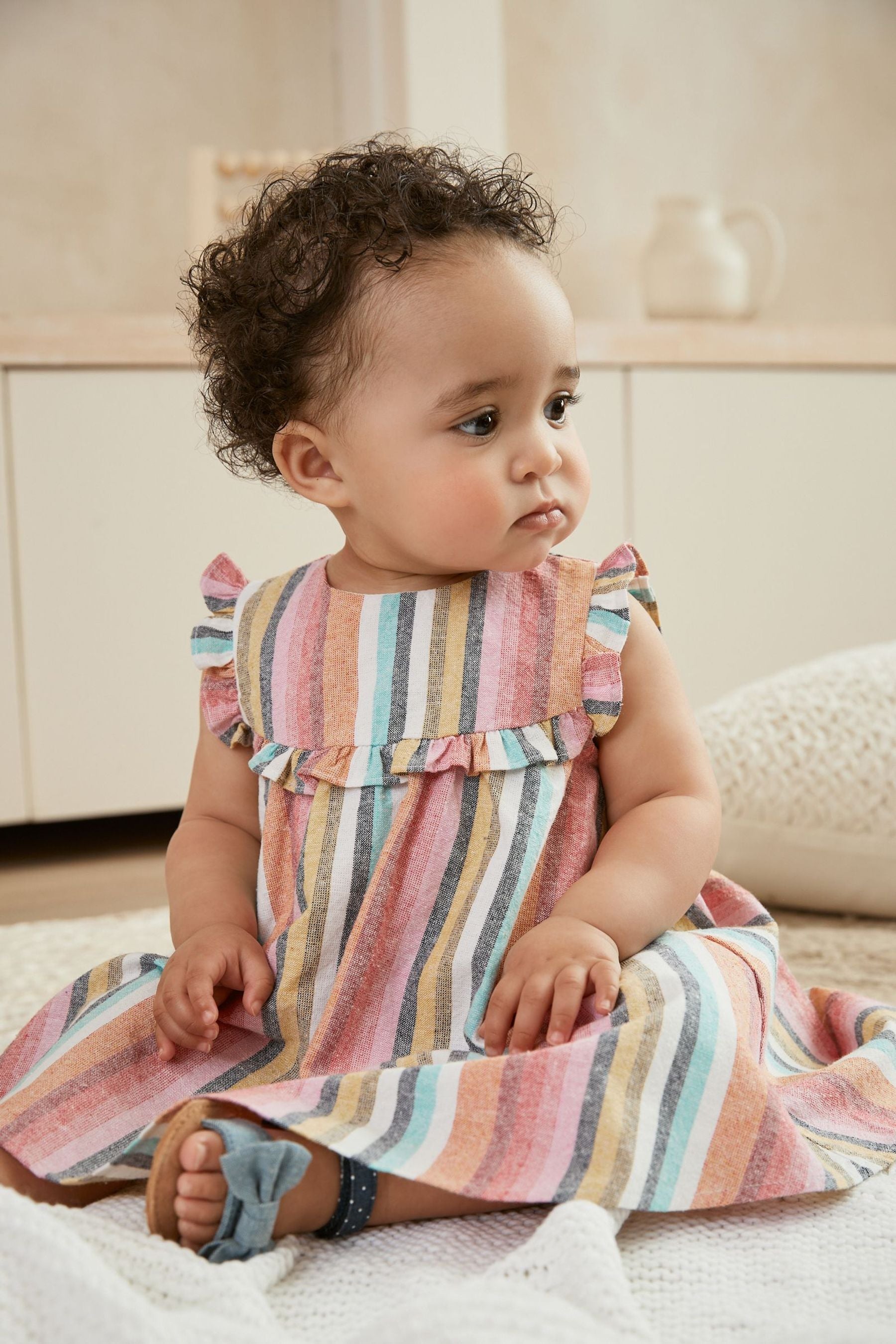 Stripe Baby Dress & Headband With Fluro Trim (0mths-2yrs)