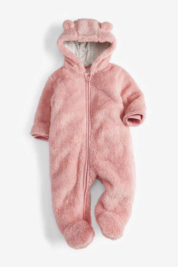 Pink Baby Bear Fleece All-In-One (0mths-2yrs)