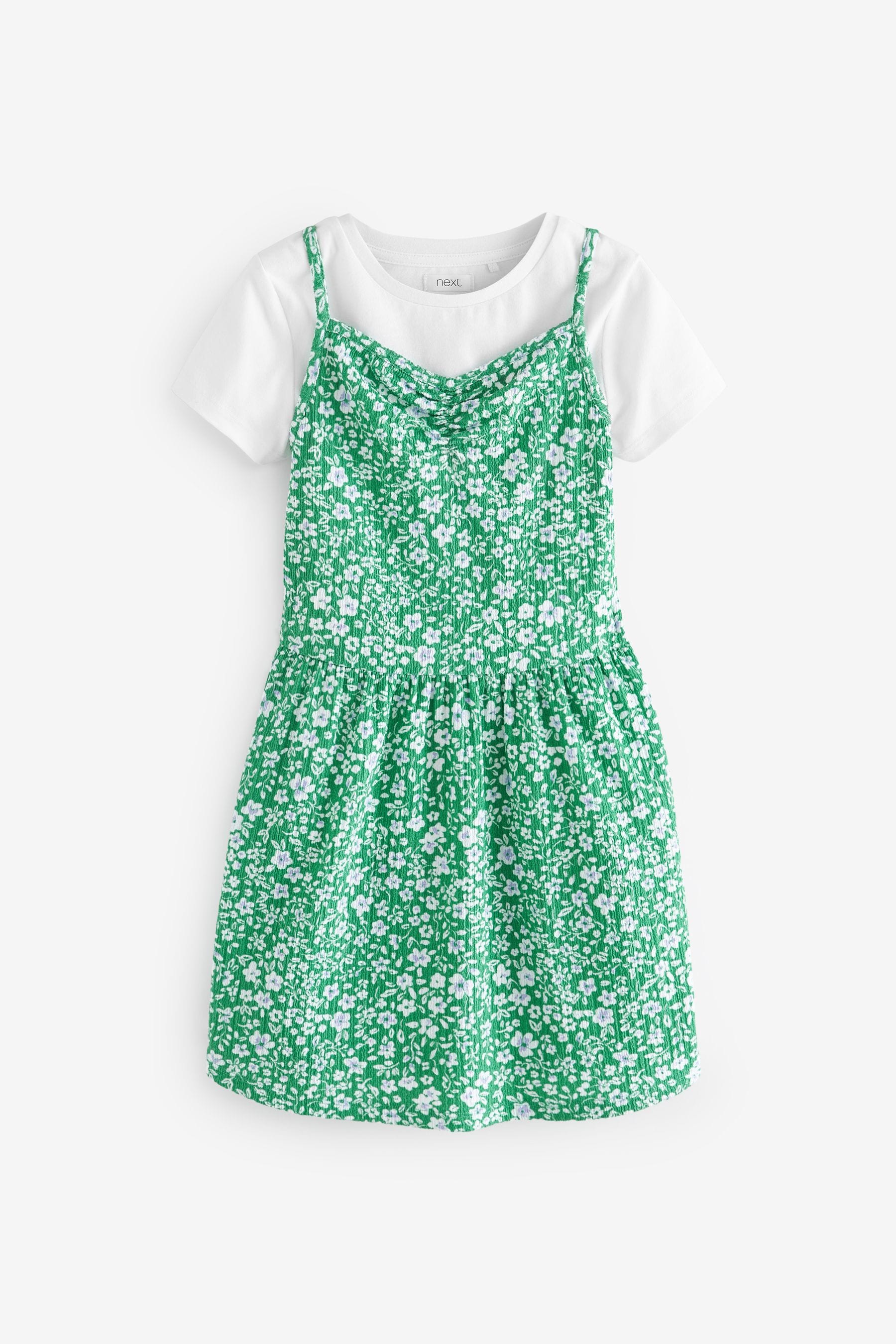 Floral 2-In-1 Crinkle Jersey Dress and T-Shirt Set (3-16yrs)