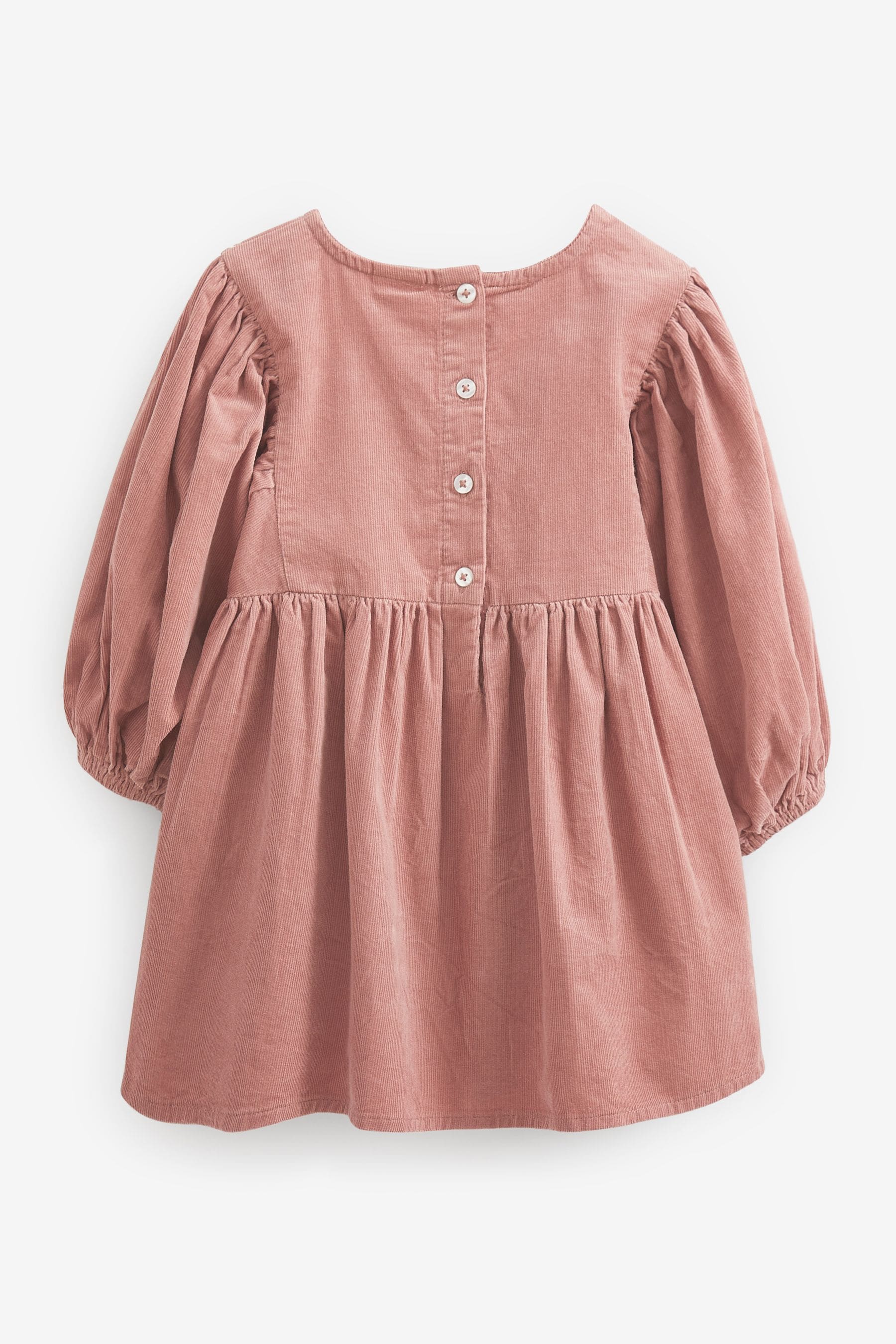 Pink Long Sleeve Corduroy Embroidered Dress (3mths-7yrs)