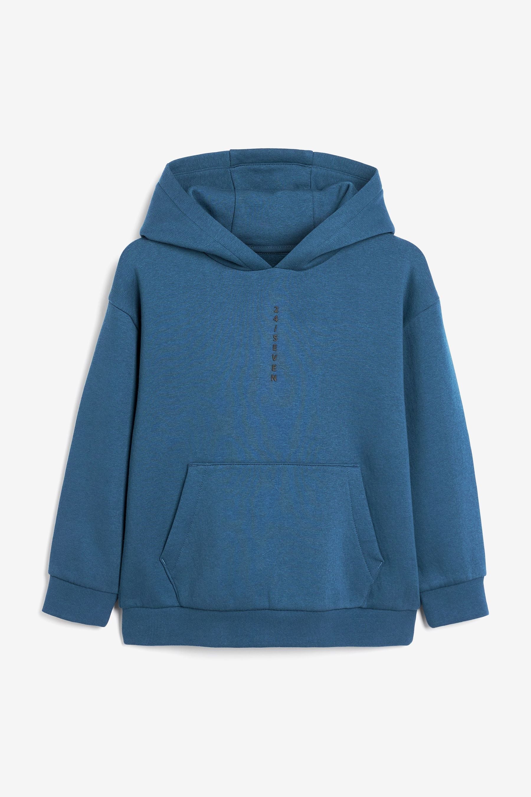 Mid Blue Plain Jersey Hoodie (3-16yrs)