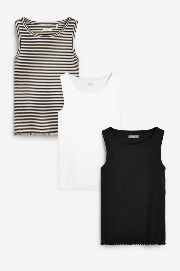 Monochrome 3 Pack Stripe Vests (3-16yrs)