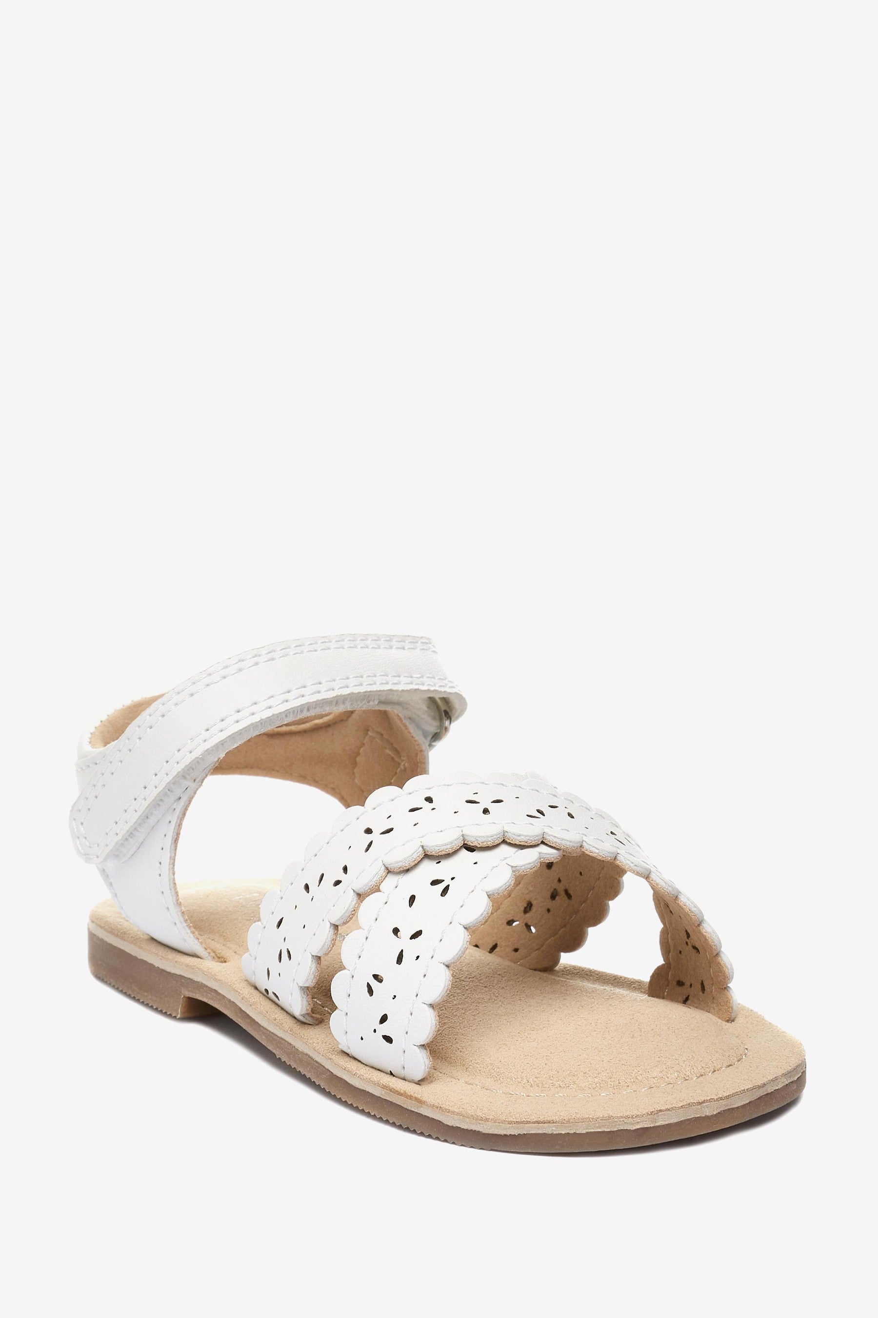 White Scallop Sandals